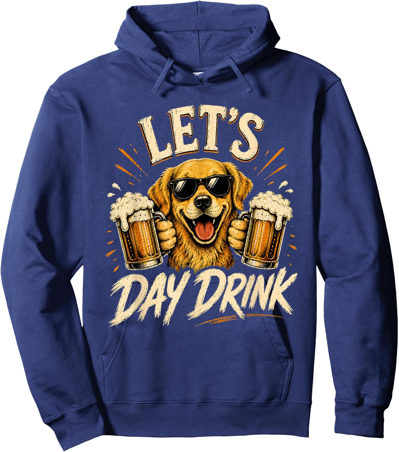 Funny Lets Day Drink Dog Beer Lover Humor Hoodie - Hoodie | Navy