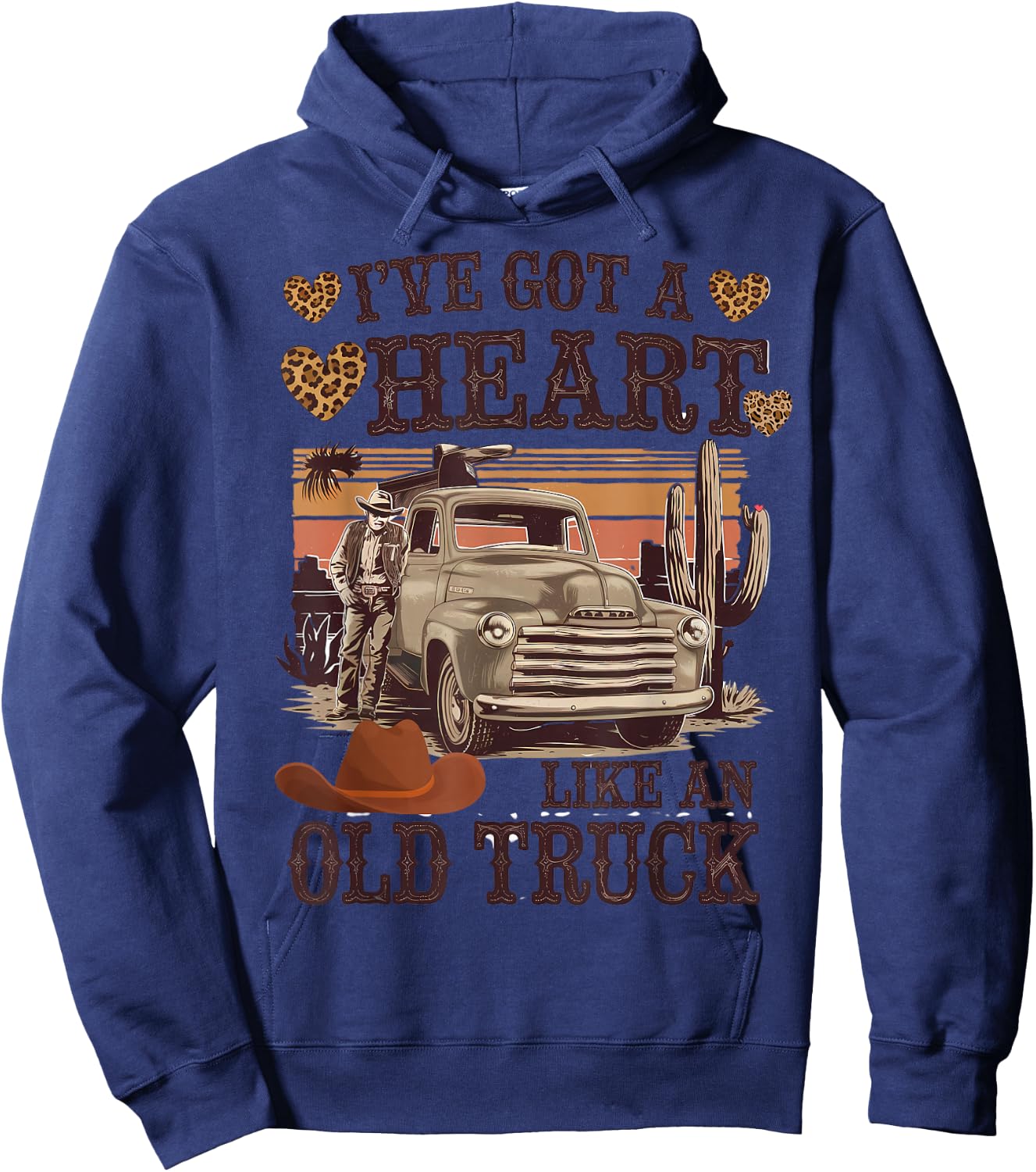 Heart Like an Old Truck - Vintage Western Hoodie - Hoodie | Navy