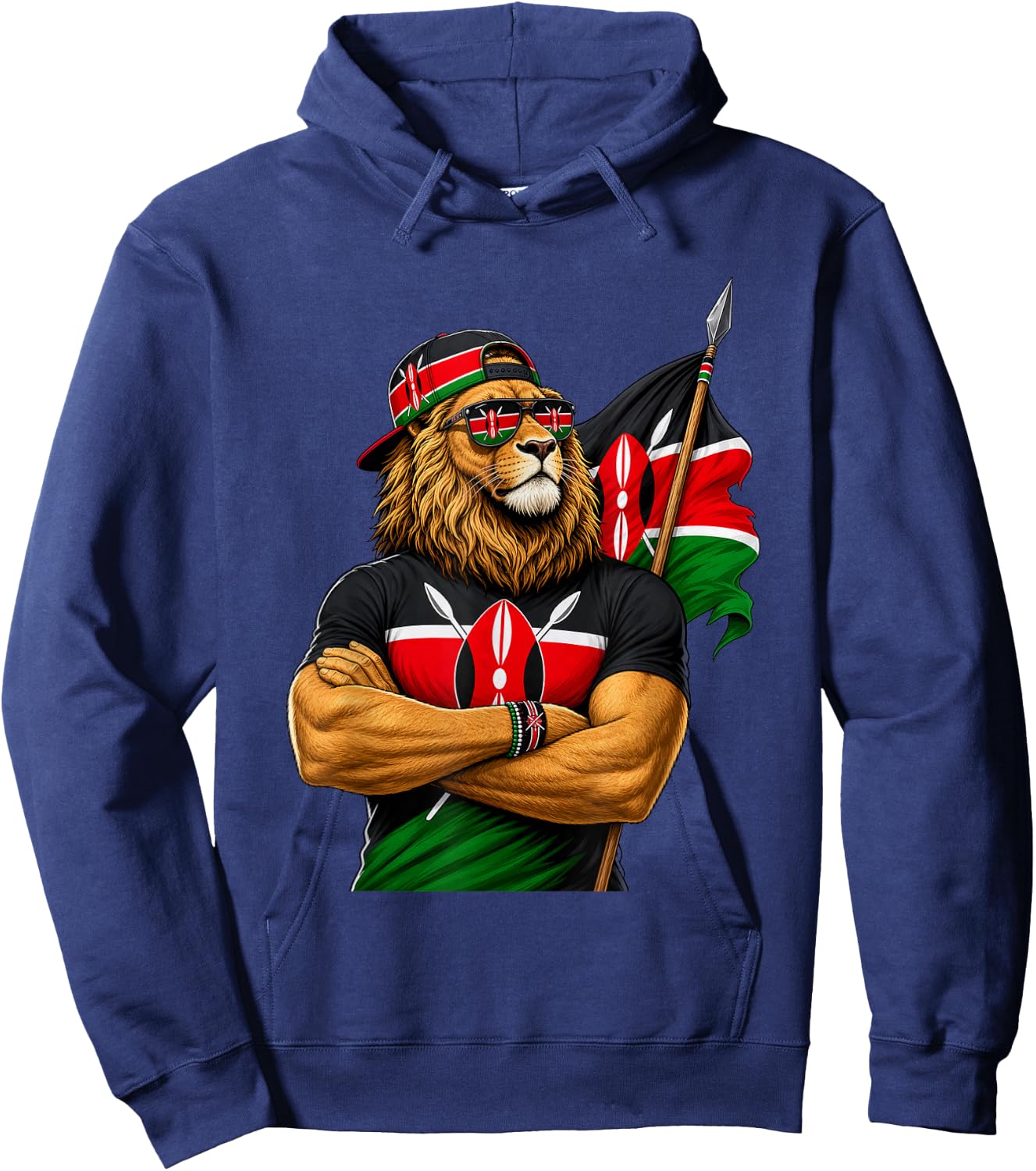 Patriotic National Pride Kenya Lion Flag Hoodie - Hoodie | Navy