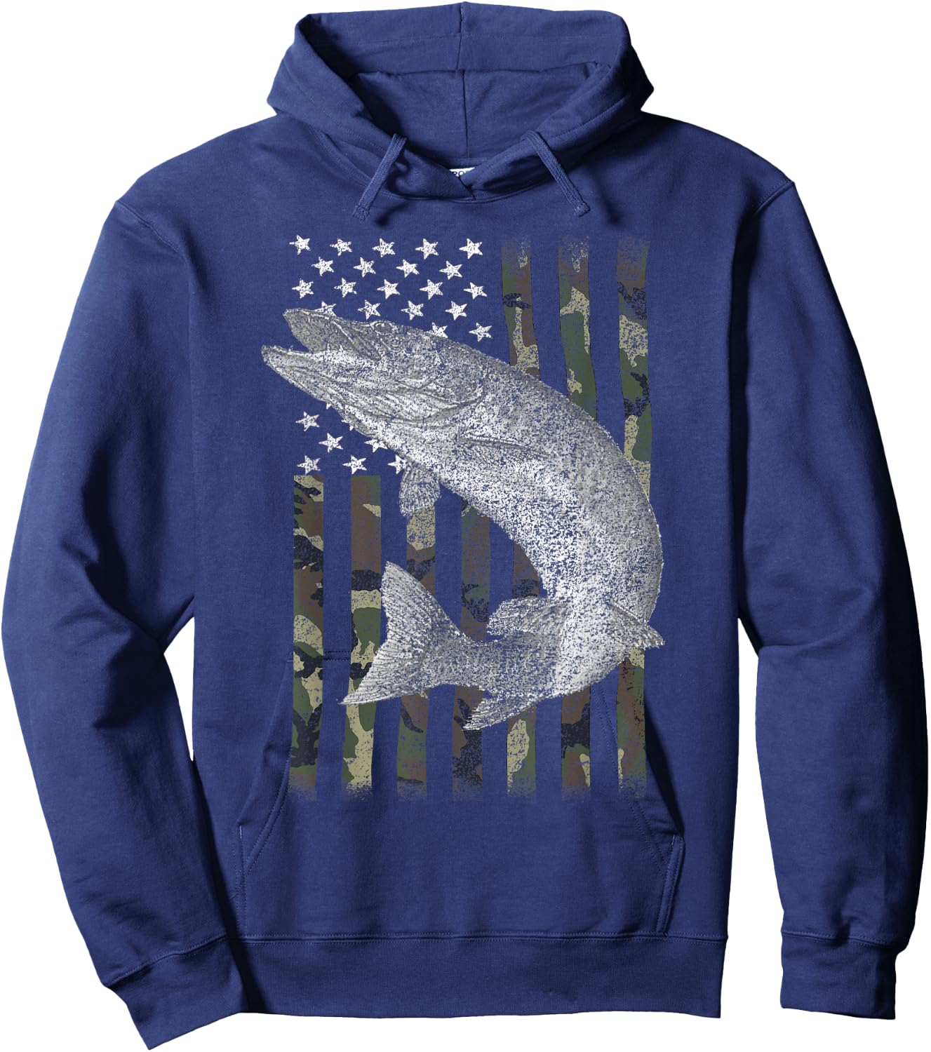 Musky Fishing Camouflage Flag Muskie Hoodie - Hoodie | Navy