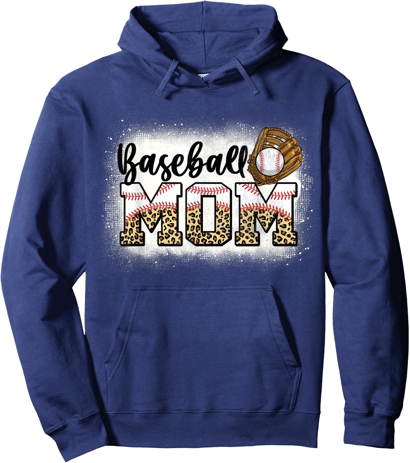 Bleached Baseball Mom Leopard Mother's Day Hoodie - Hoodie | Navy