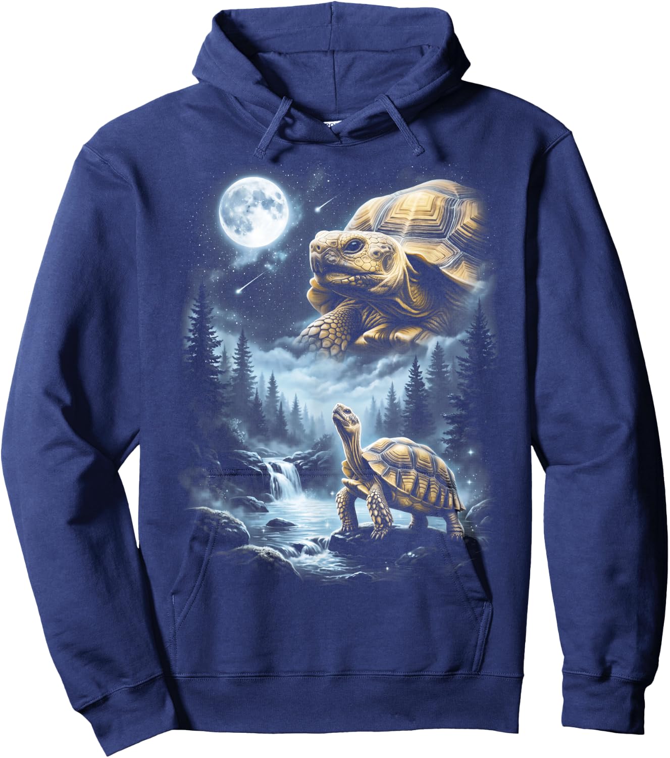 Sulcata Tortoise Howling at Moon 90's Retro Hoodie - Hoodie | Navy
