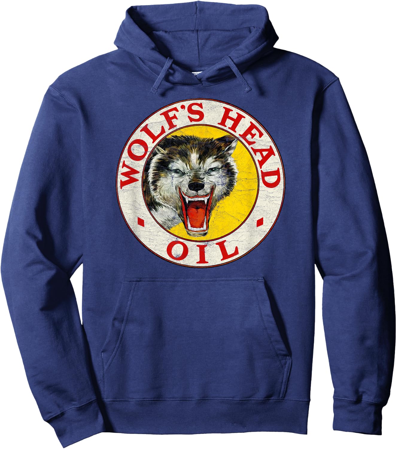 Vintage Wolf Head Oil (Distressed) Hoodie - Hoodie | Navy