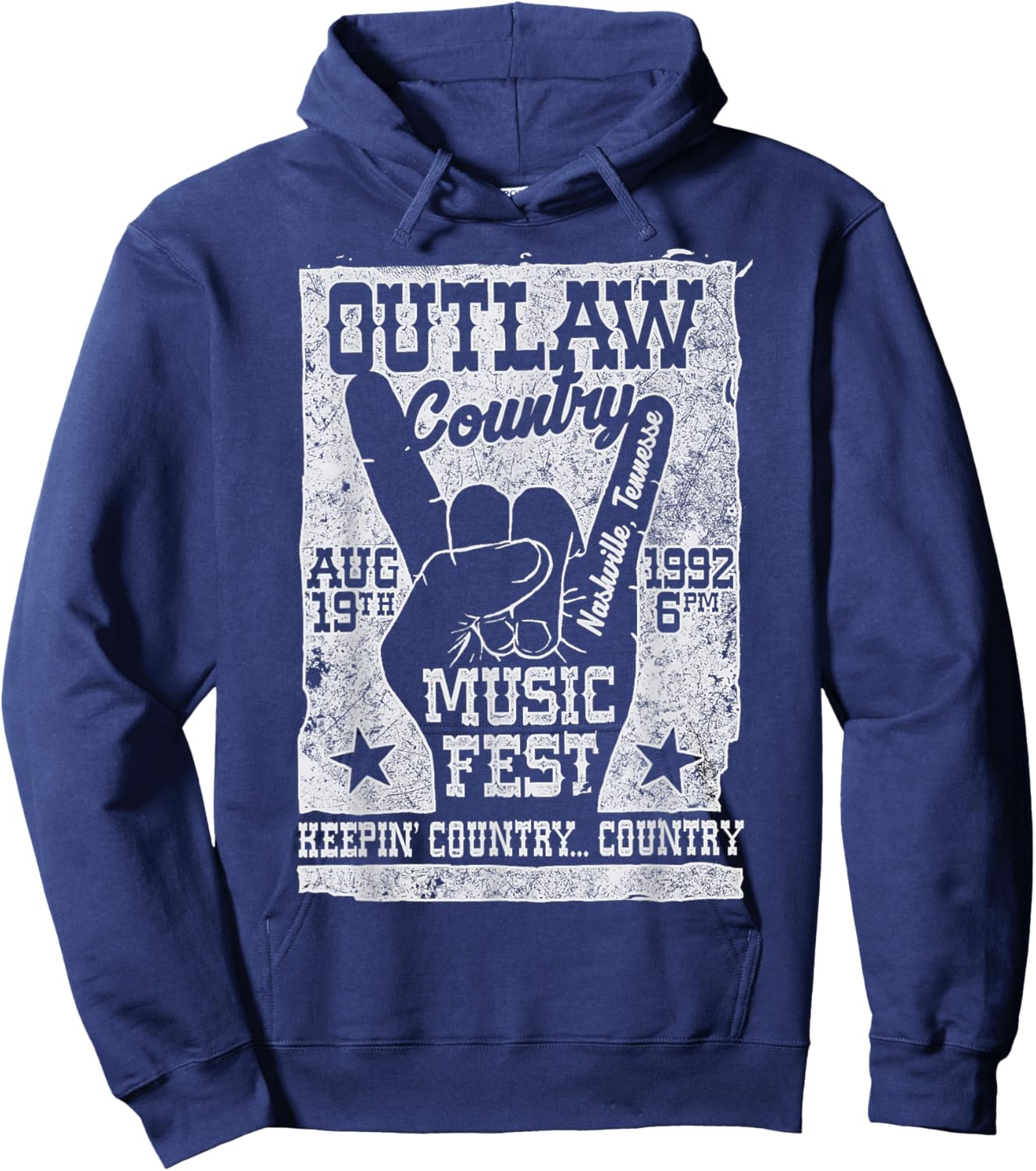 Outlaw Country Music Fest Nashville Vintage Hoodie - Hoodie | Navy
