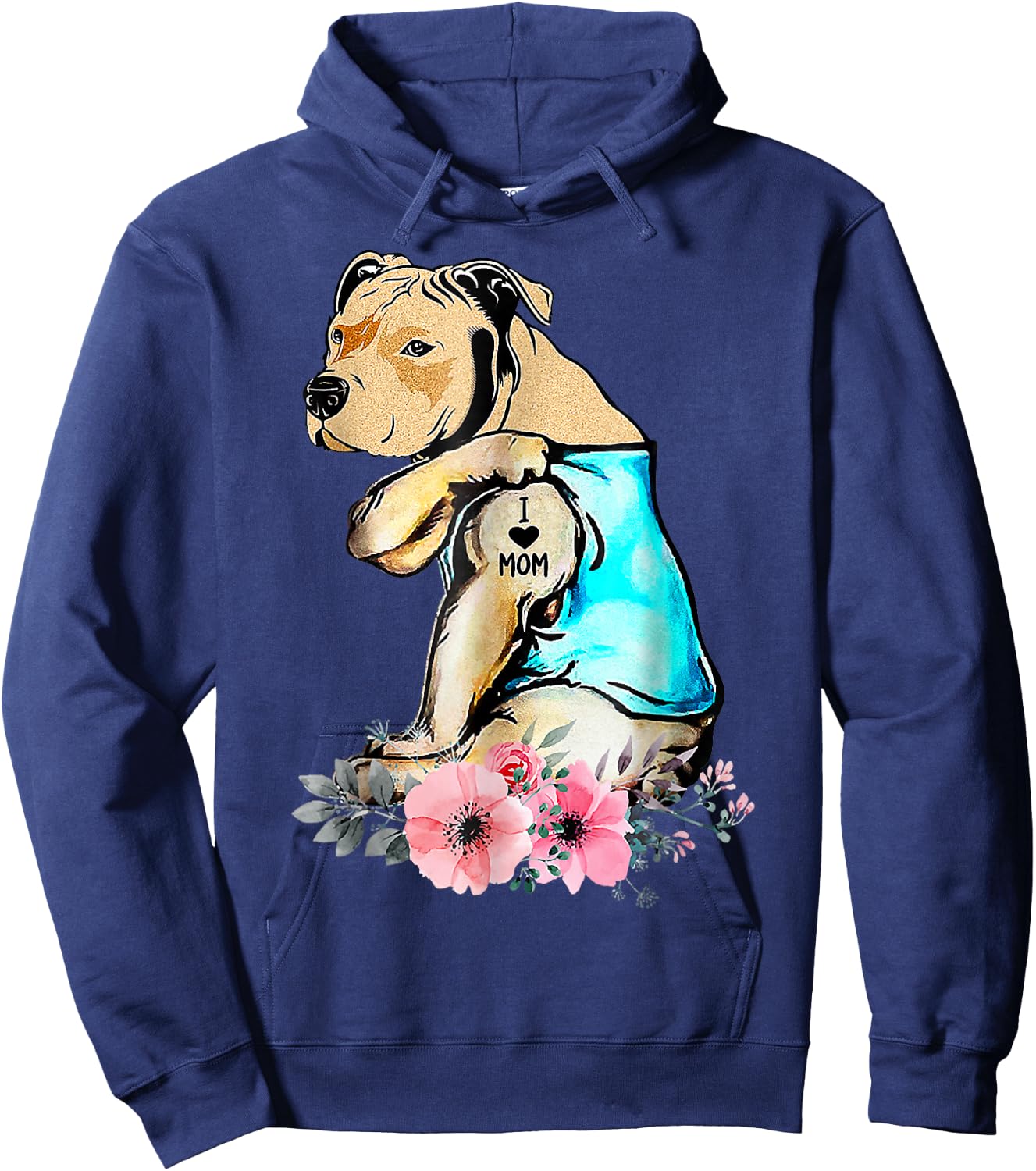 Pit Bull - I Love Mom Tattoo Mother's day Hoodie - Hoodie | Navy