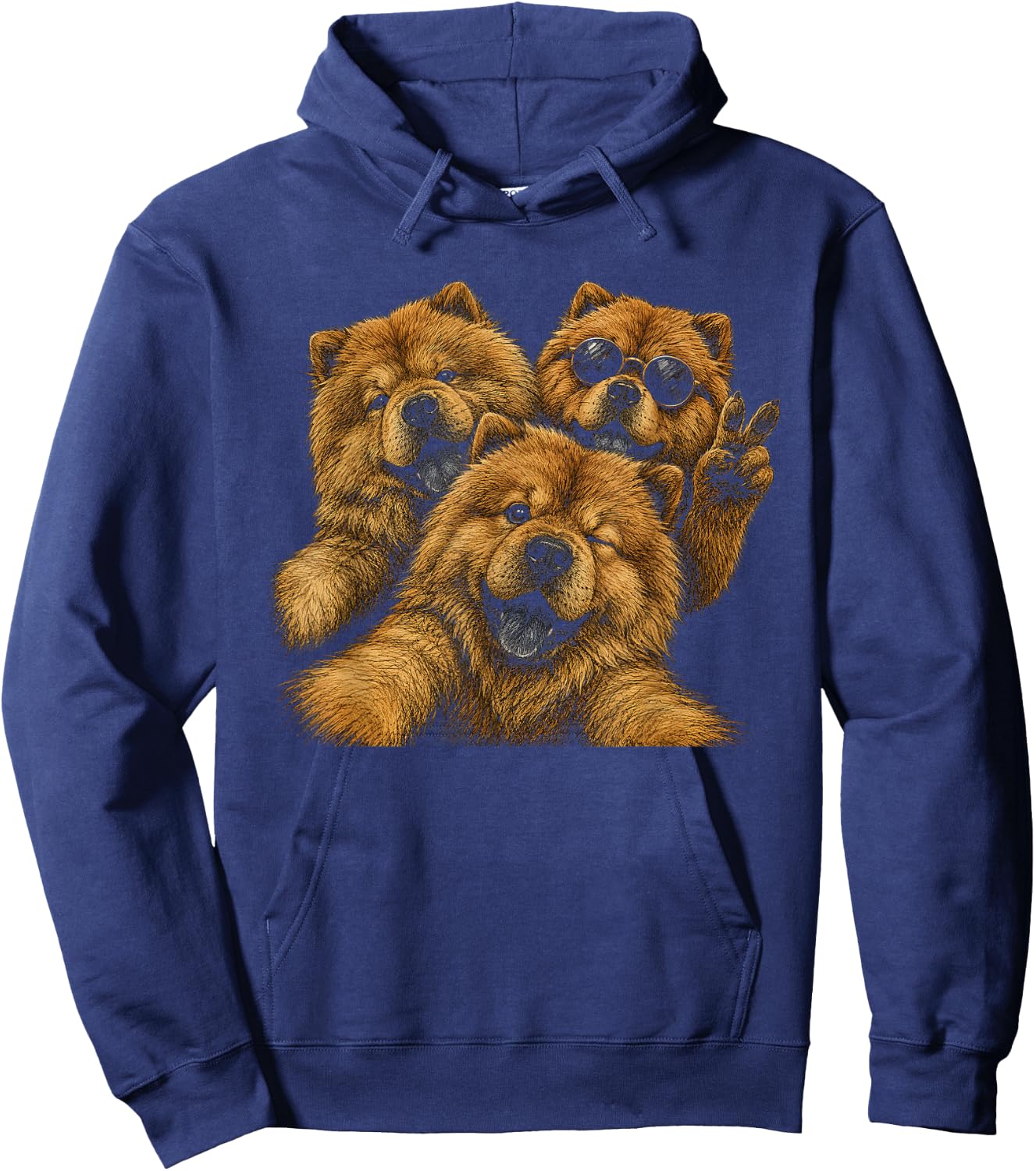 Funny Chow Chow Selfie Artwork Design Hoodie - Hoodie | Navy