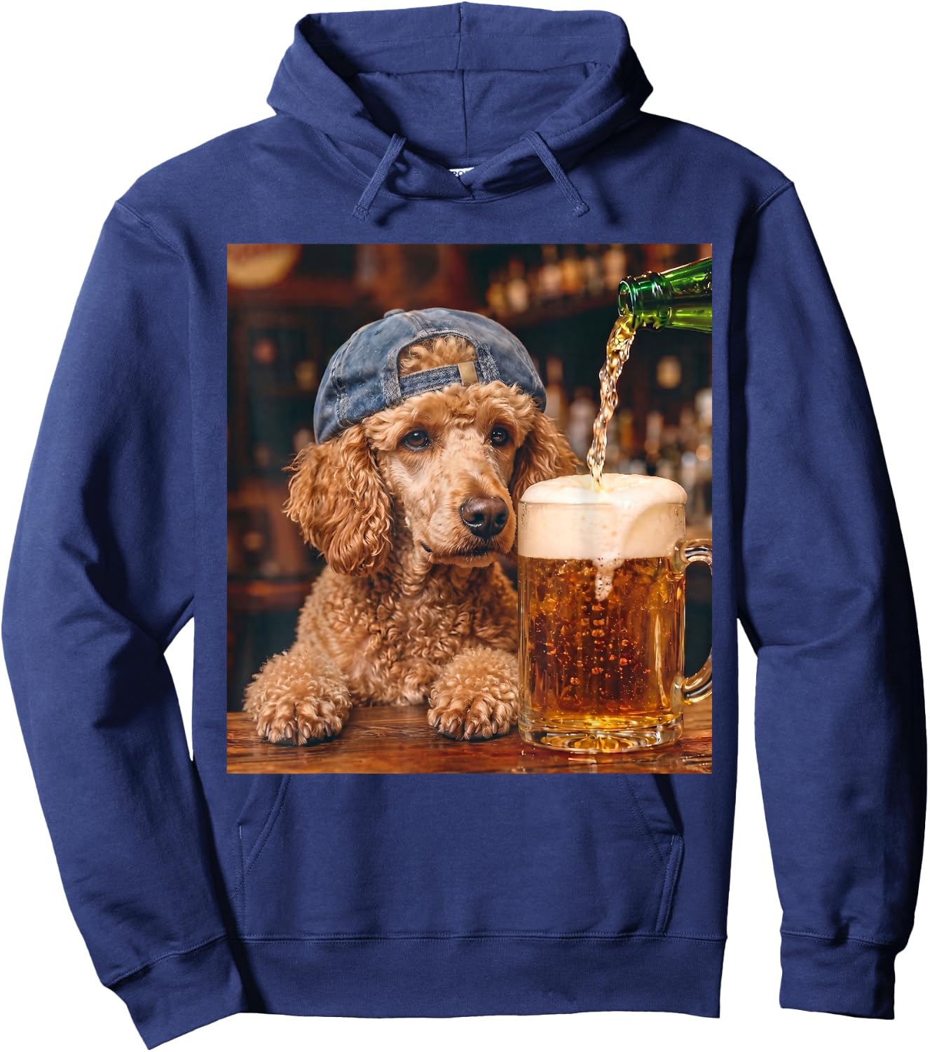 Poodle Drinking Beer Funny Dog Meme Hoodie - Hoodie | Navy