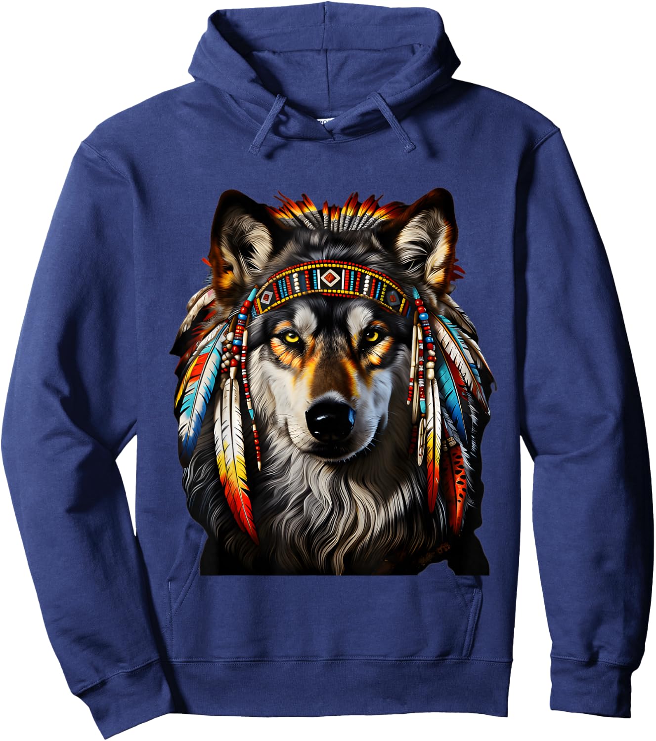 Native American Wolf - Indian Wolf Hoodie - Hoodie | Navy