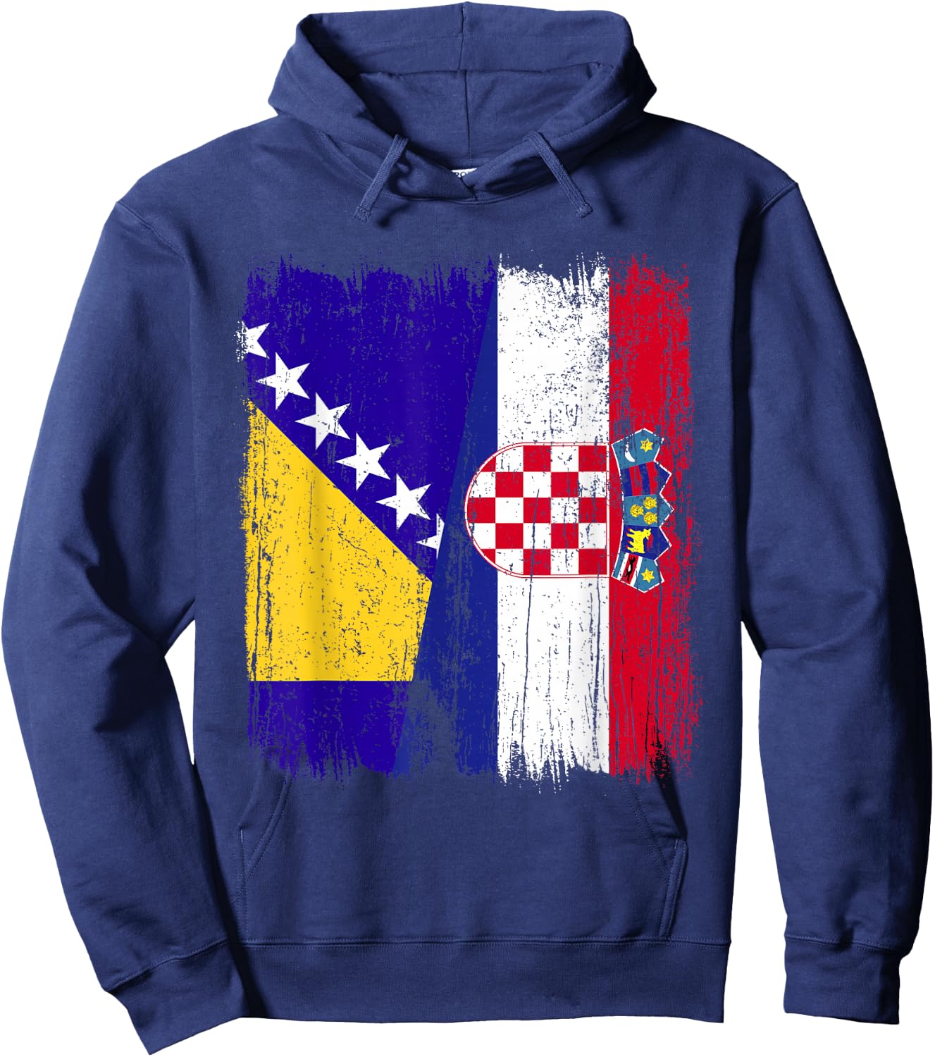 Bosnia and Herzegovina Croatia Half Flag Hoodie - Hoodie | Navy