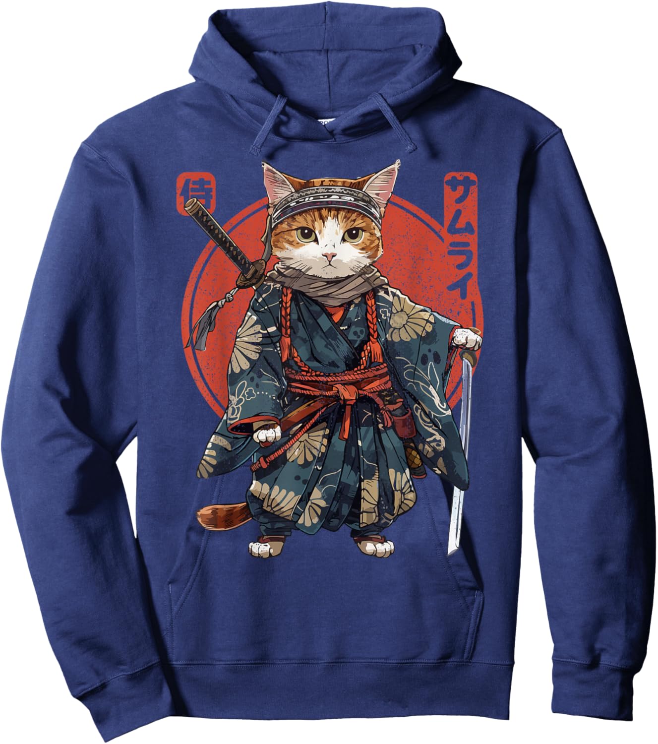 The Samurai Cat , black Hoodie - Hoodie | Navy