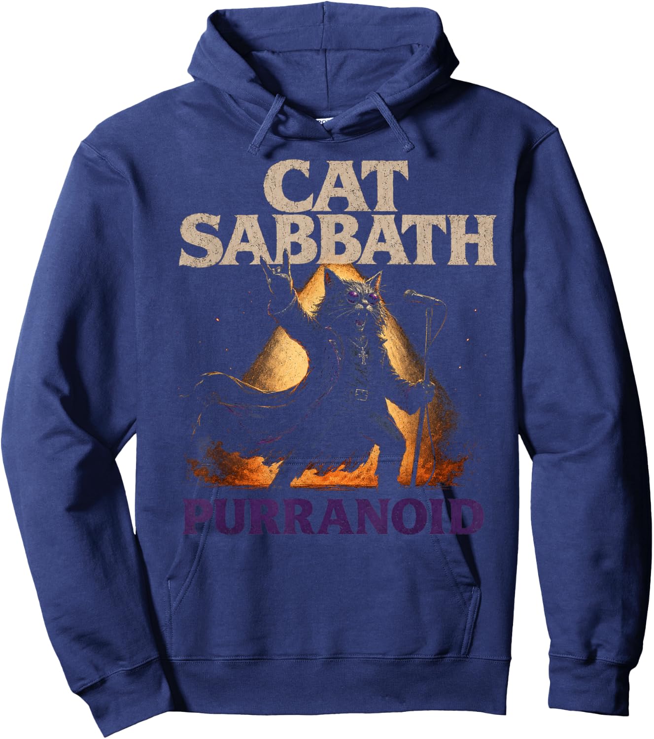 Cat Sabbath Purranoid – Funny Rock Cat Hoodie - Hoodie | Navy
