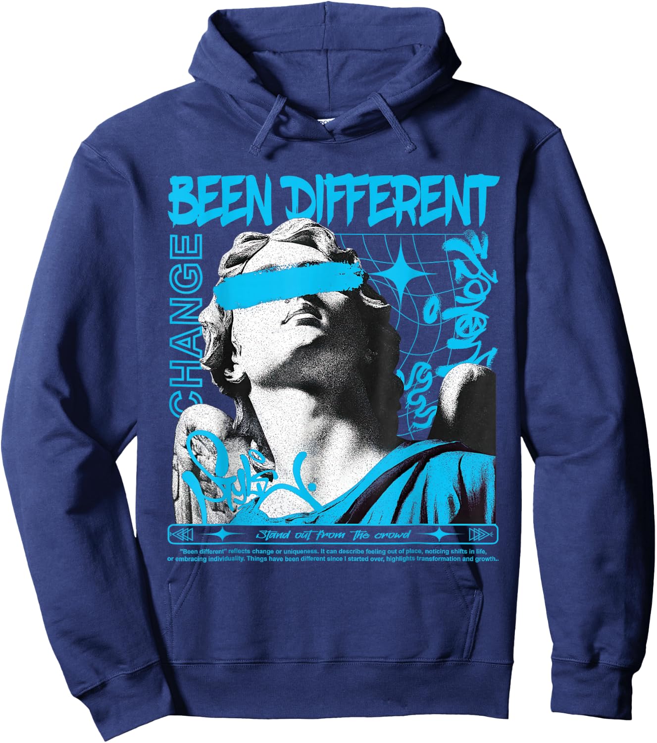 Gamma Blue Black White Match Hoodie - Hoodie | Navy