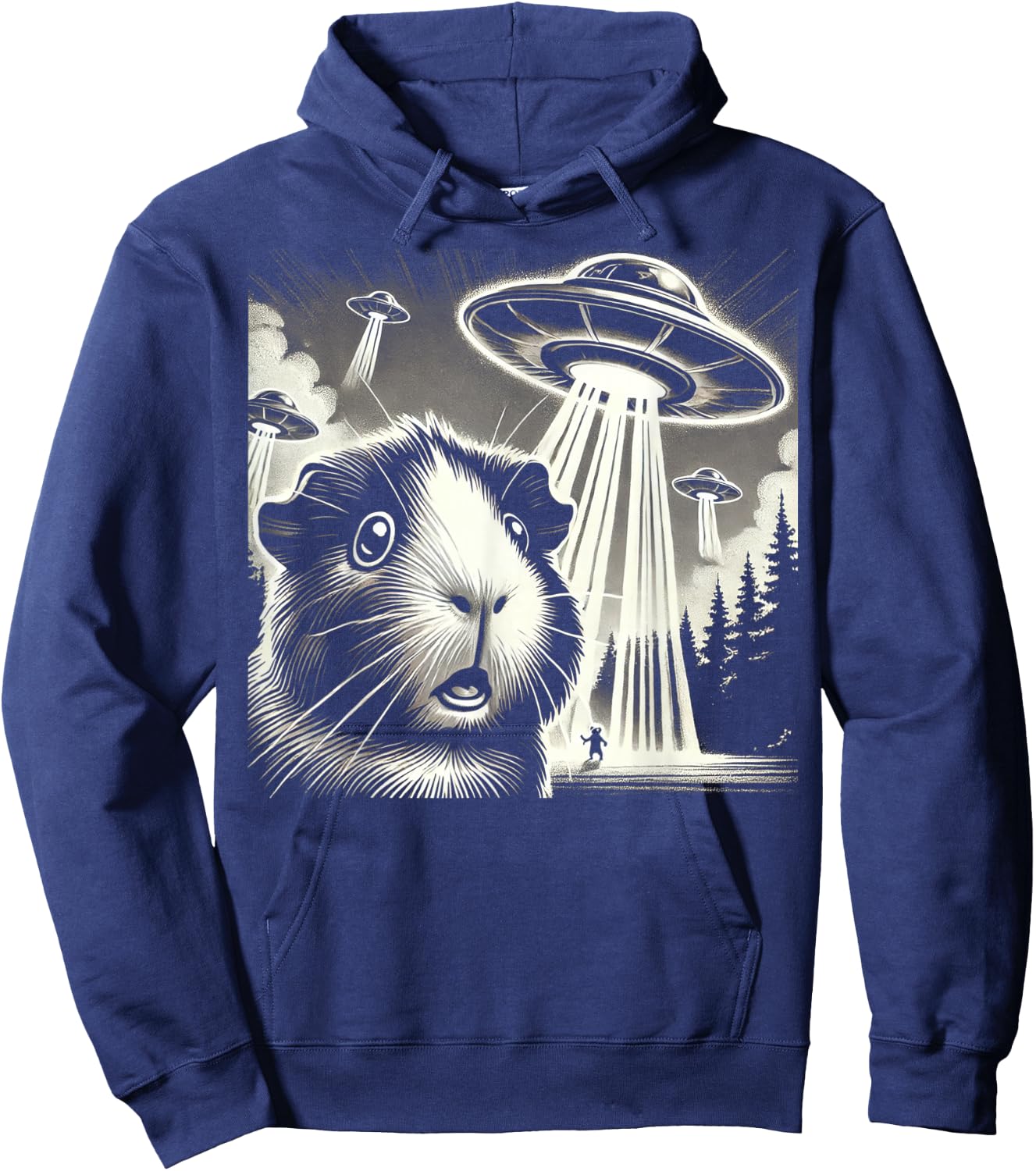 Guinea pig UFO Funny Meme Selfie Hoodie - Hoodie | Navy