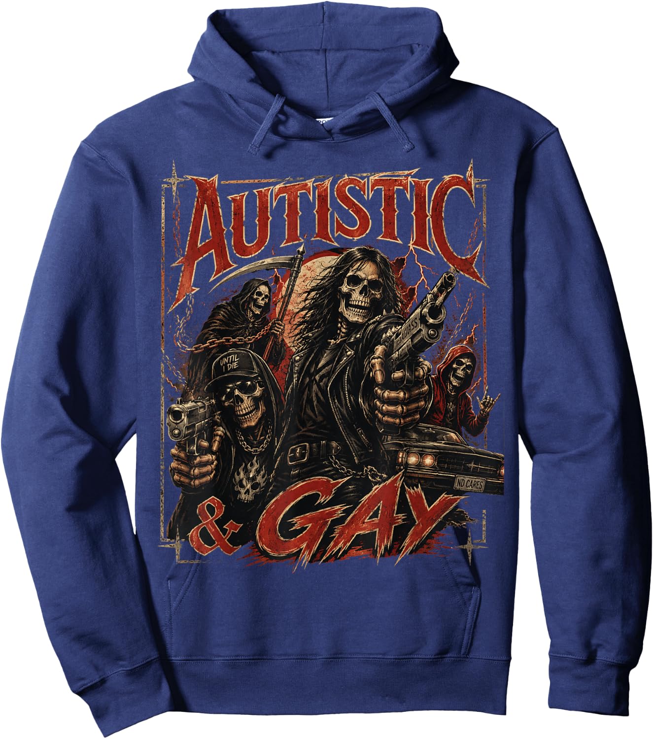 Autistic and Gay Funny Hard Skeleton Meme Music Hoodie - Hoodie | Navy