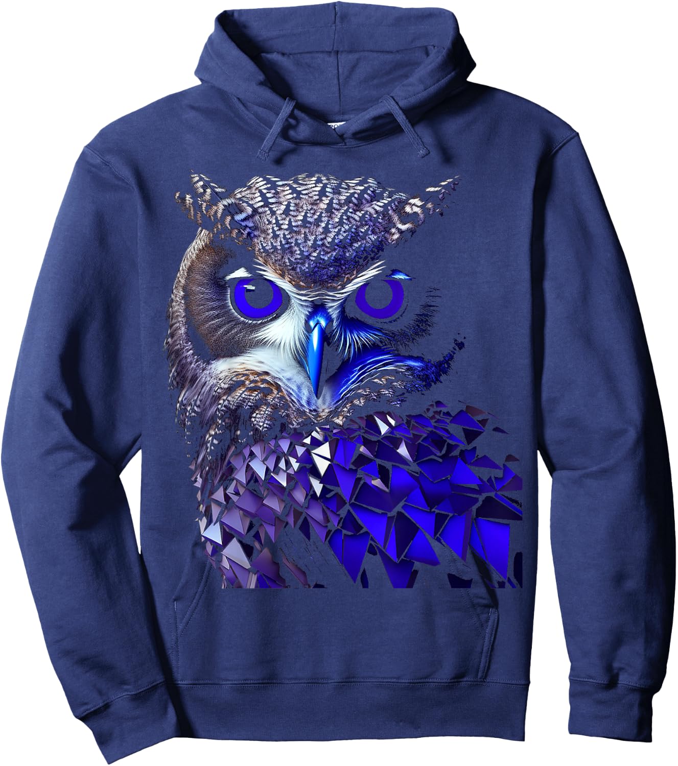 Owl Animal Art Graphic Owl , Black, S Hoodie - Hoodie | Navy