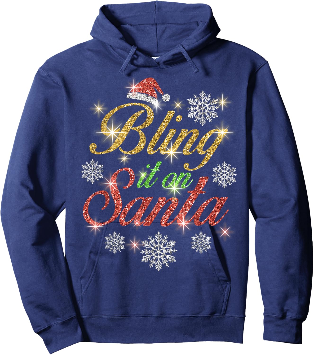 Bling It On Santa T Shirt Hoodie - Hoodie | Navy