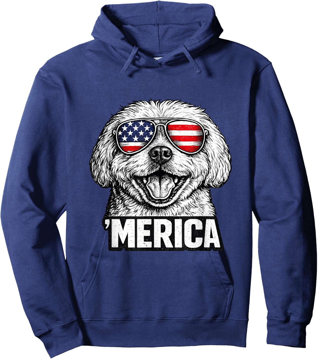 Maltese ’Merica 4th of July Vintage USA Pride Hoodie - Hoodie | Navy