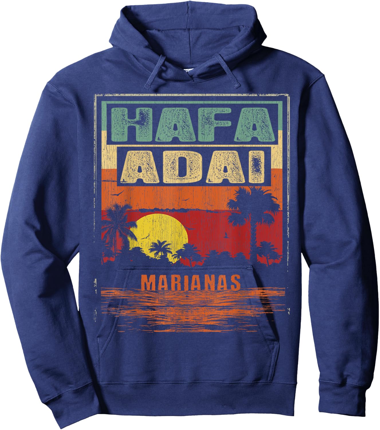 670 Hafa Adai CNMI - Vintage Tropical Marianas Hoodie - Hoodie | Navy