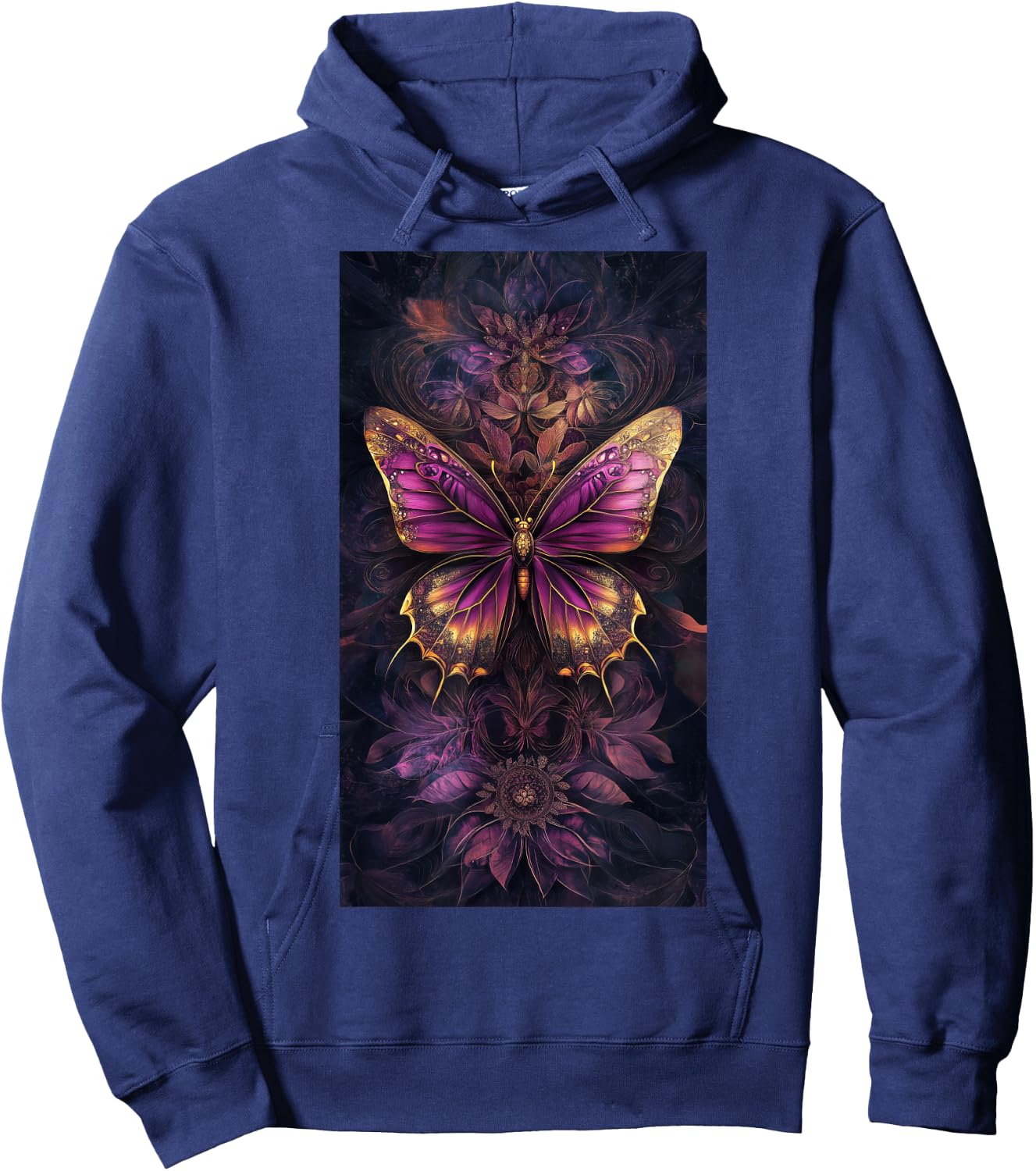 Floral Patterns Butterfly art Purple butterfly Hoodie - Hoodie | Navy