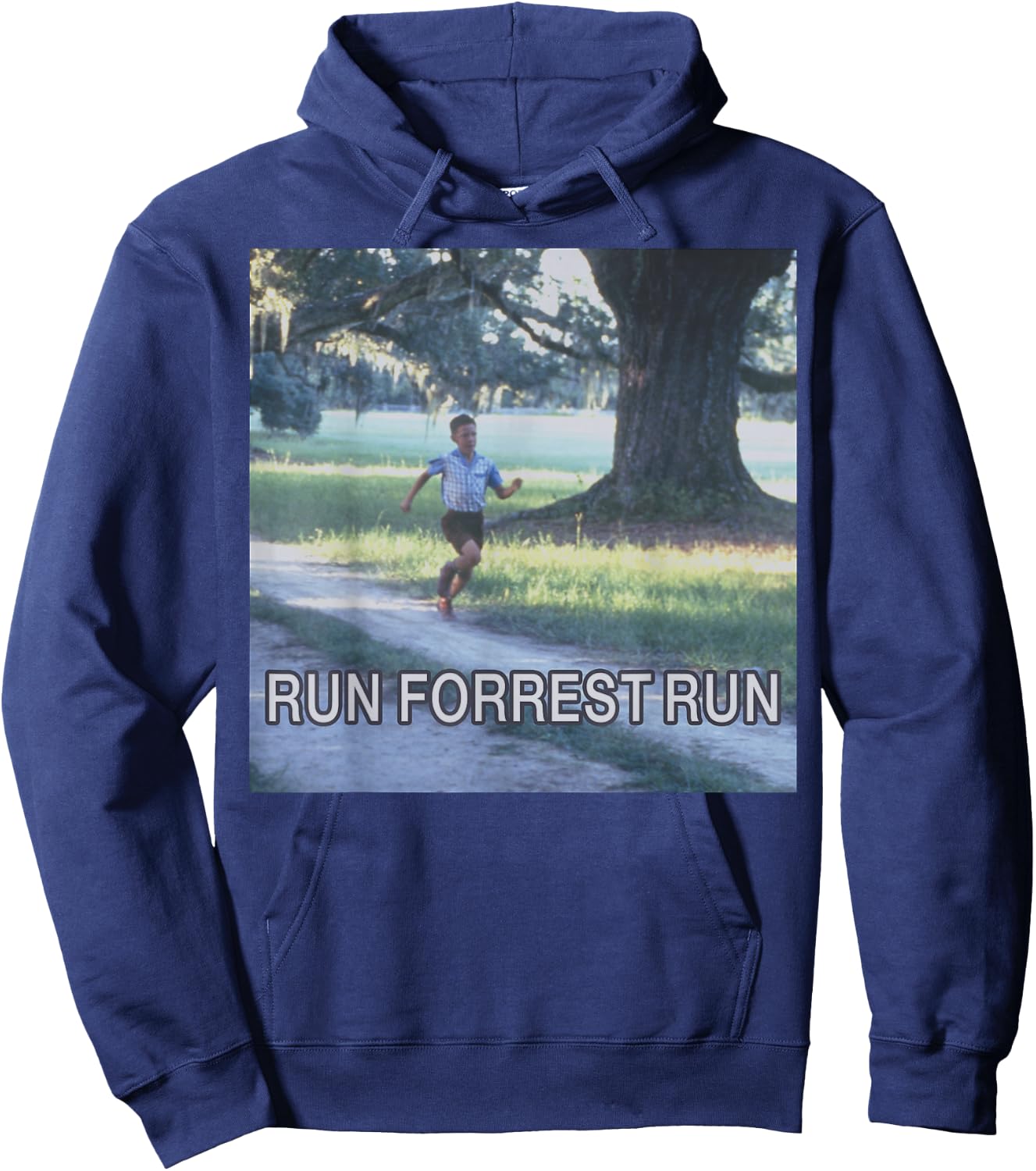Forrest Gump Run Forrest Run Photo Panel Hoodie - Hoodie | Navy