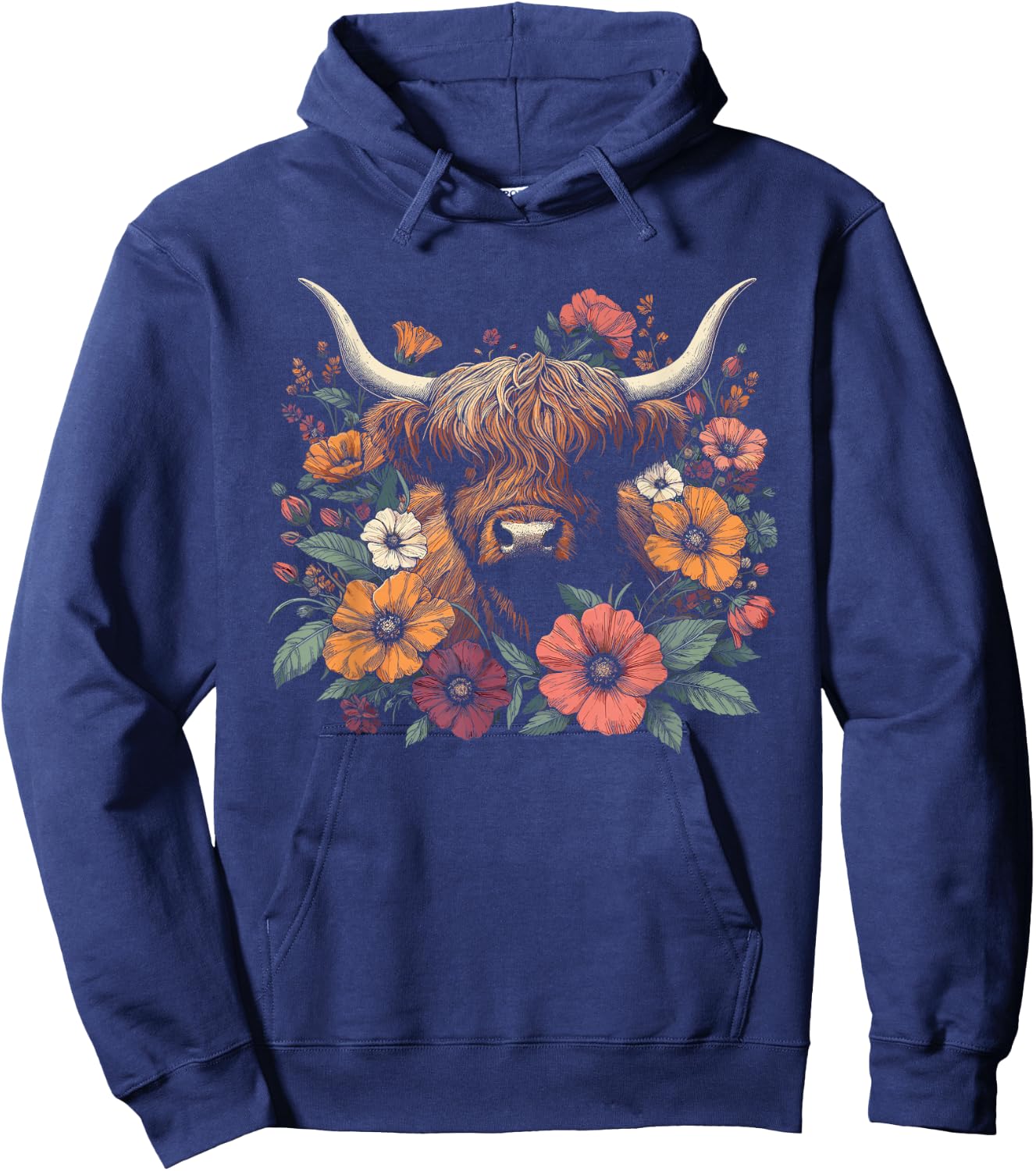 Kids Black Floral Pattern Hoodie - Hoodie | Navy