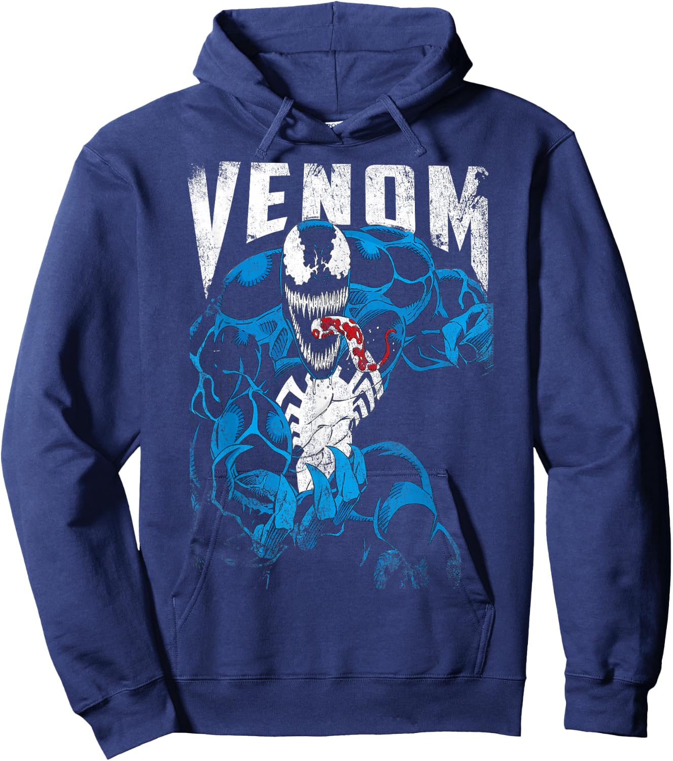 Marvel Venom Bloody Tongue Out Distressed Small Hoodie - Hoodie | Navy