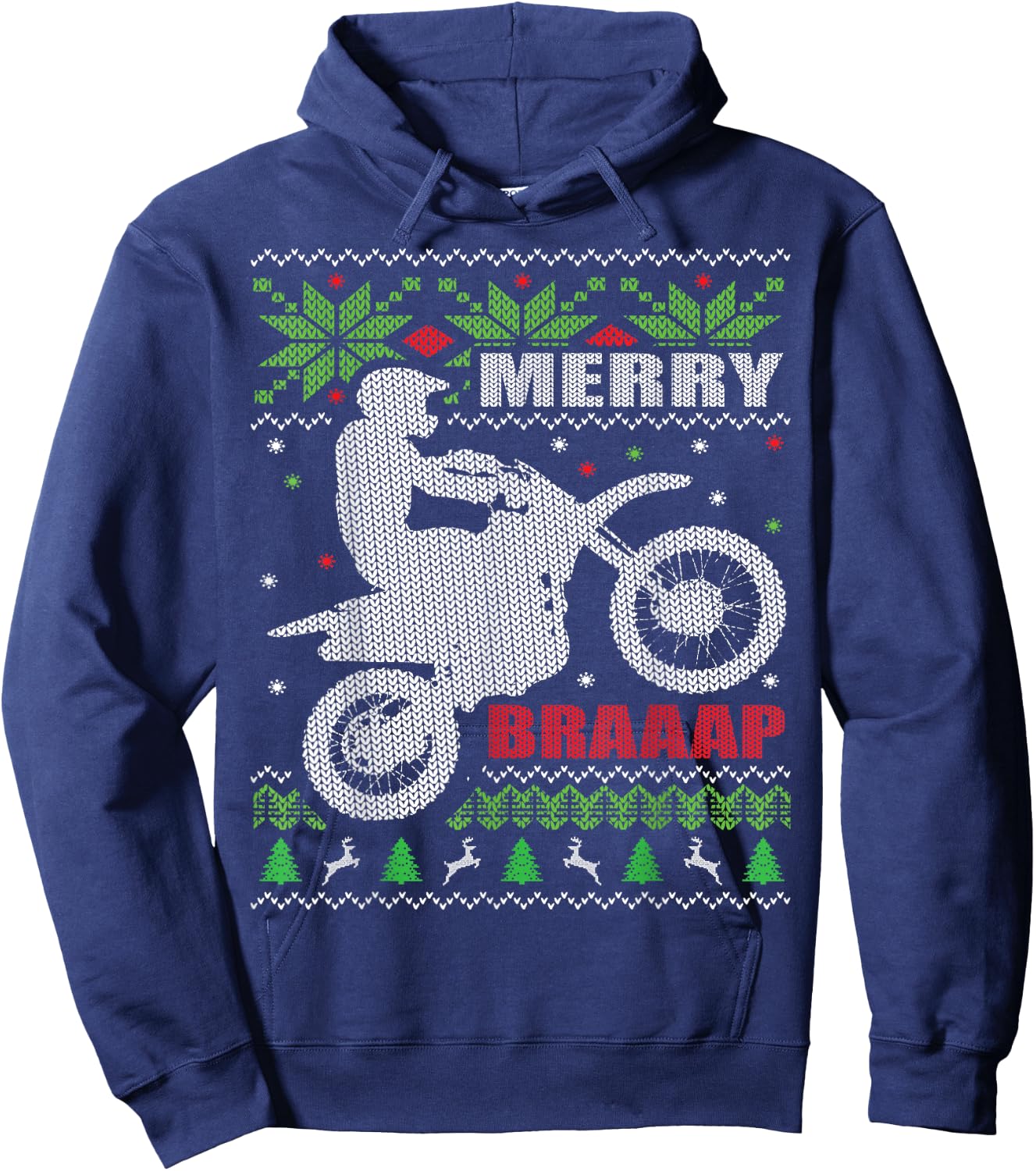Dirt Bike Ugly Christmas Style Motocross Gift Hoodie - Hoodie | Navy