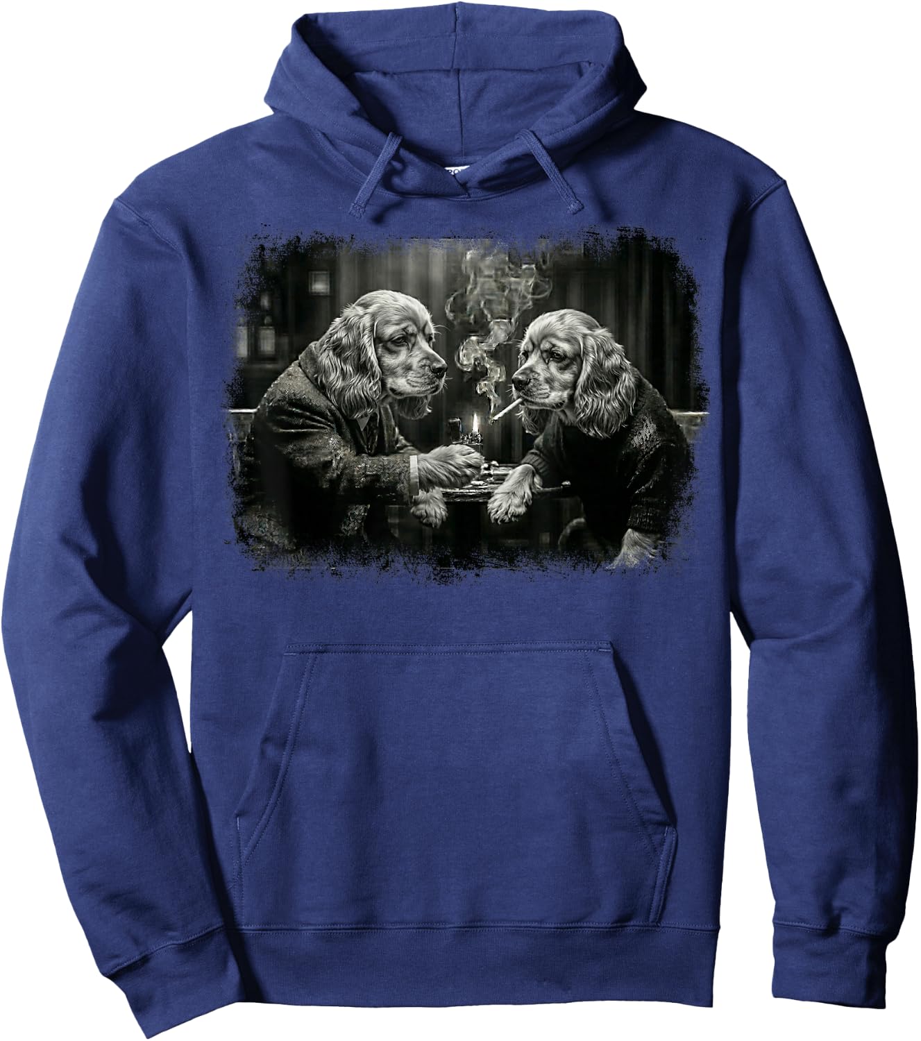 Funny Cocker Spaniel Dog Smoking Cigarette Meme Hoodie - Hoodie | Navy