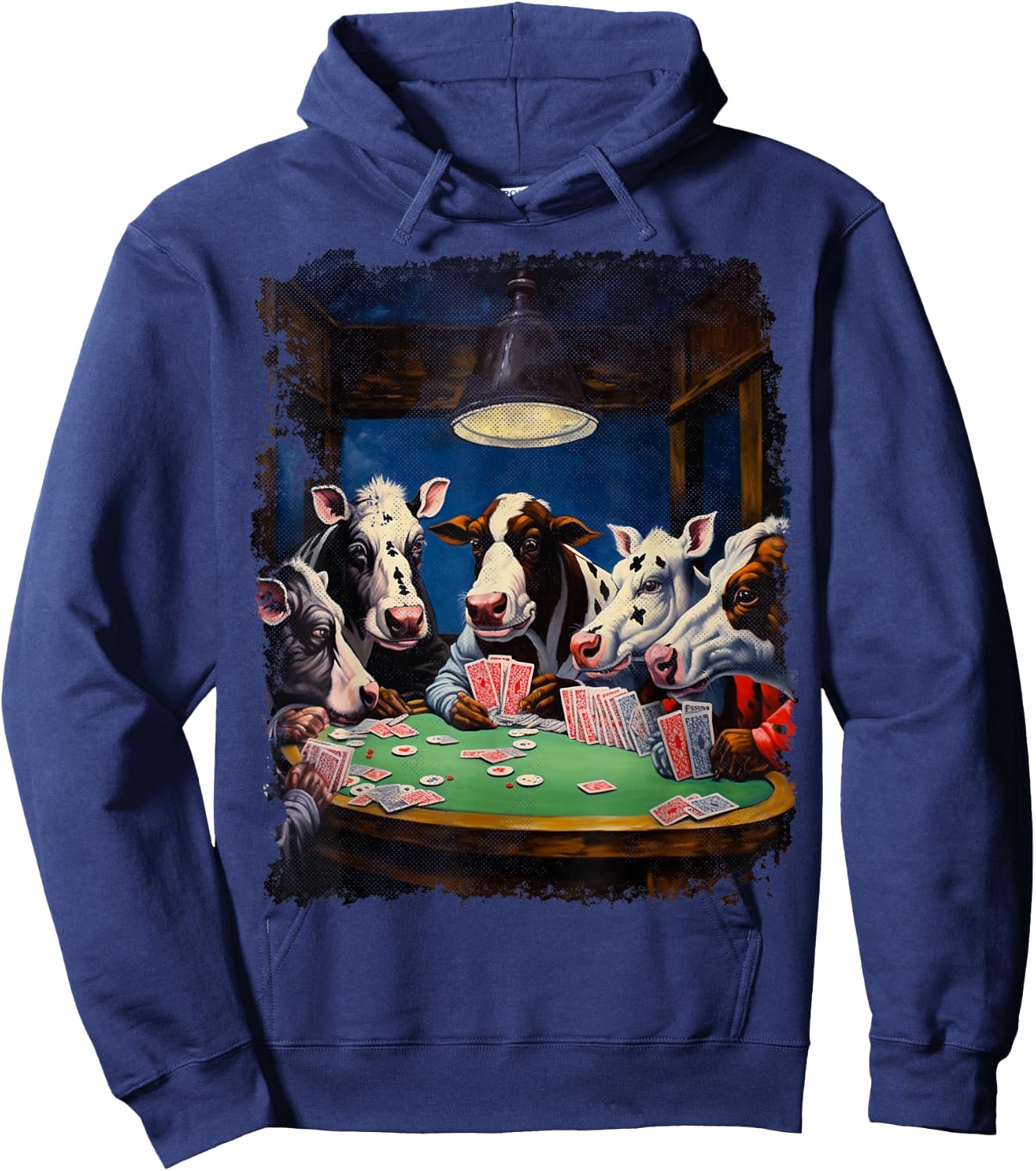 Funny Cow Farm Animal Playing Poker Hoodie - Hoodie | Navy