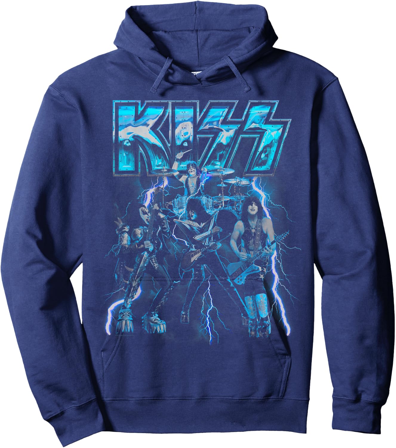 KISS - Blue Lightning Hoodie - Hoodie | Navy