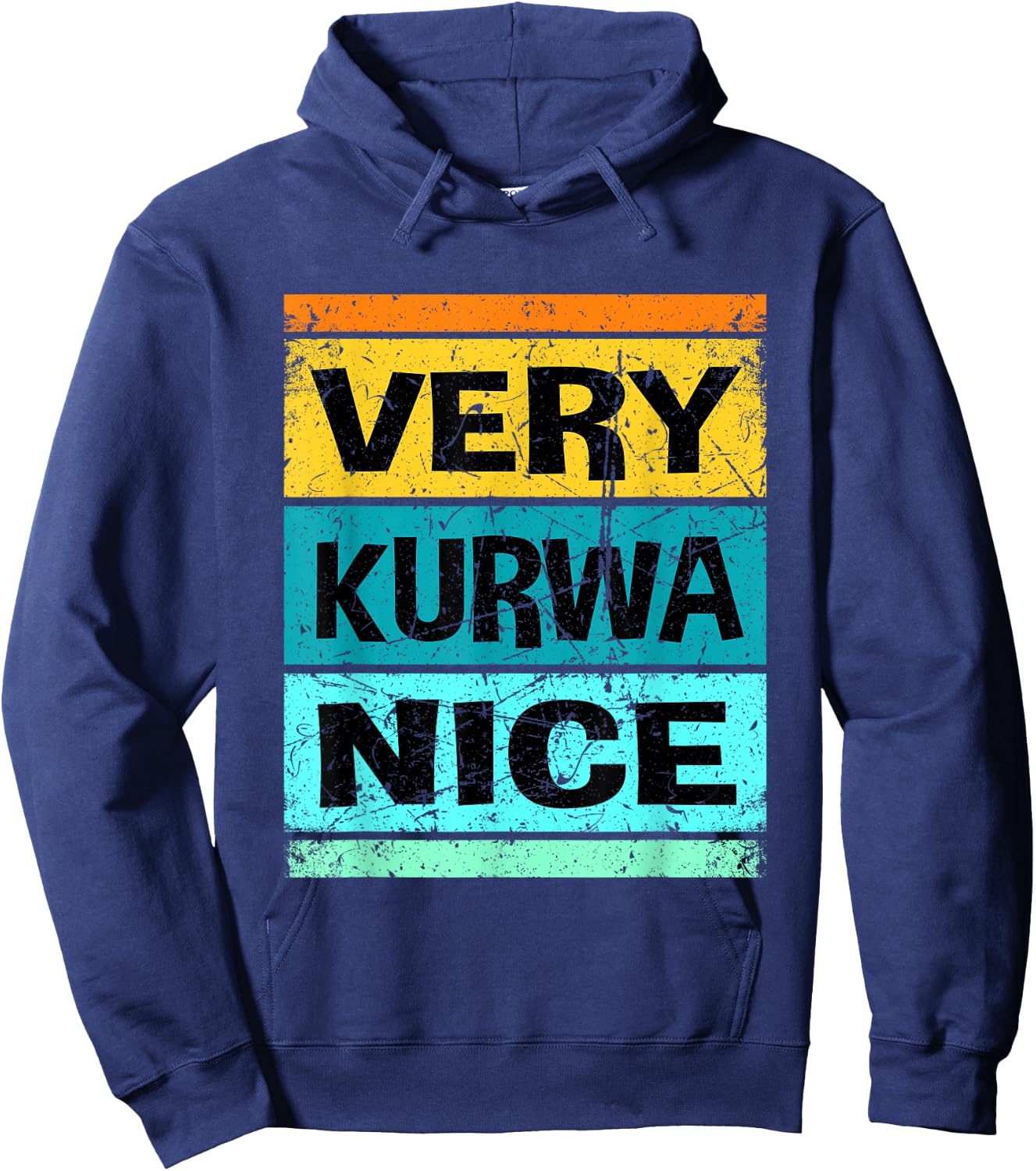 Retro Very Kurwa Nice Shirt Polen Shirt Polska Hoodie - Hoodie | Navy