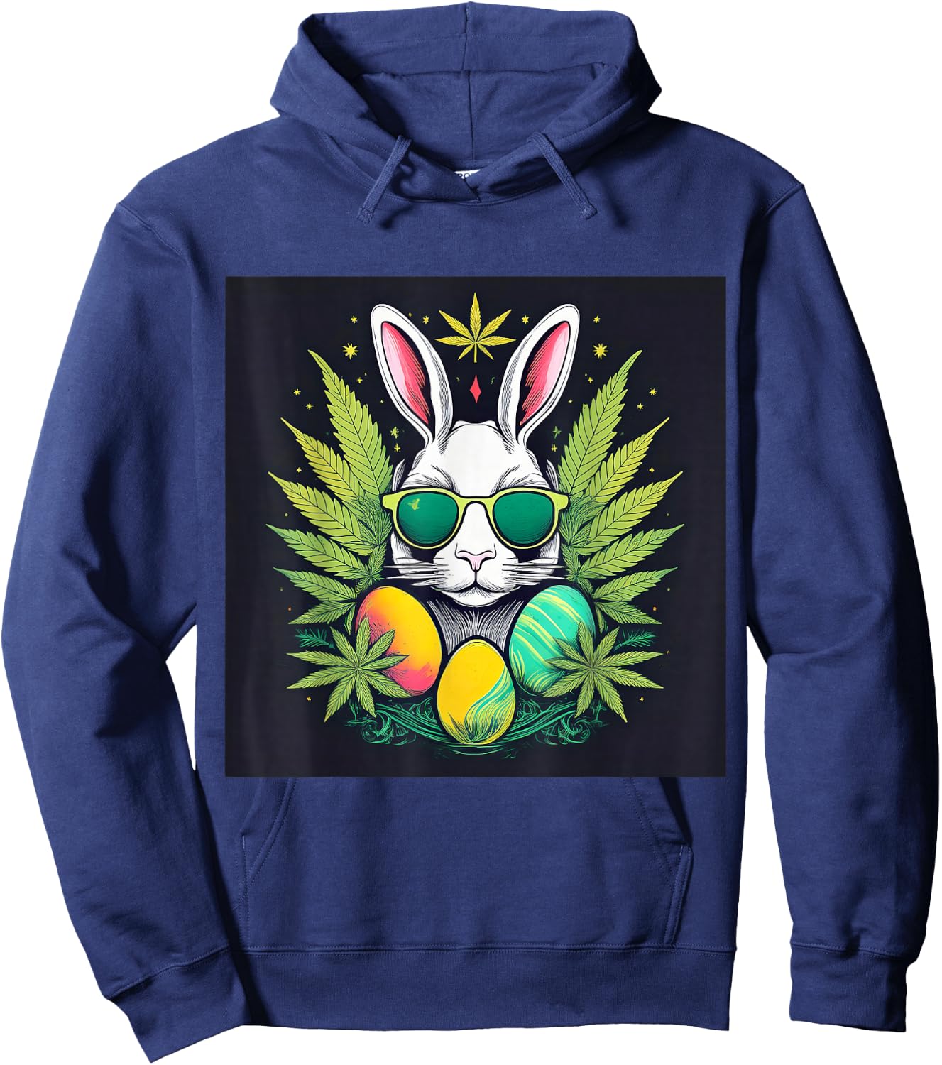 Easter Bunny With Marijuana Leaves 420 Day Hoodie - Hoodie | Navy