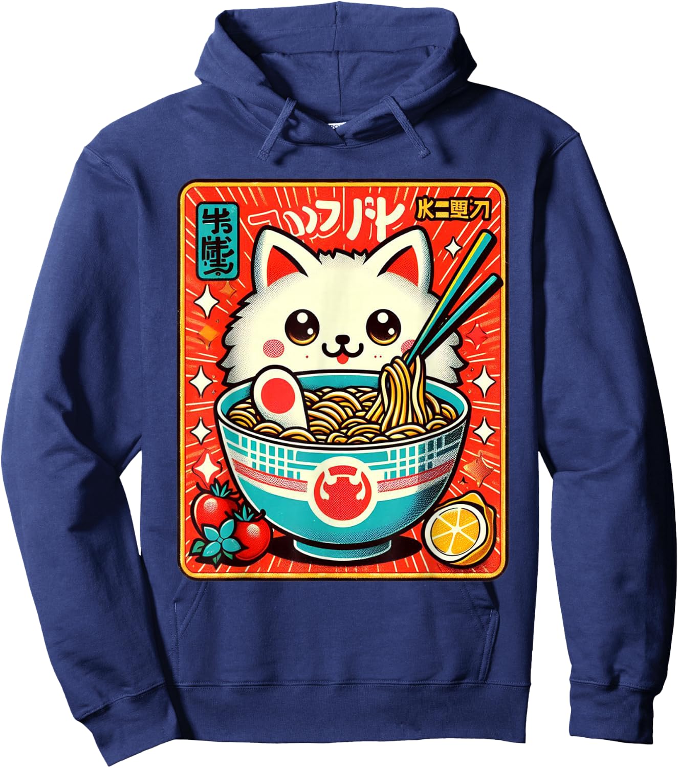Japanese Ramen Noodles Manga Ramen Kawaii Cat Hoodie - Hoodie | Navy
