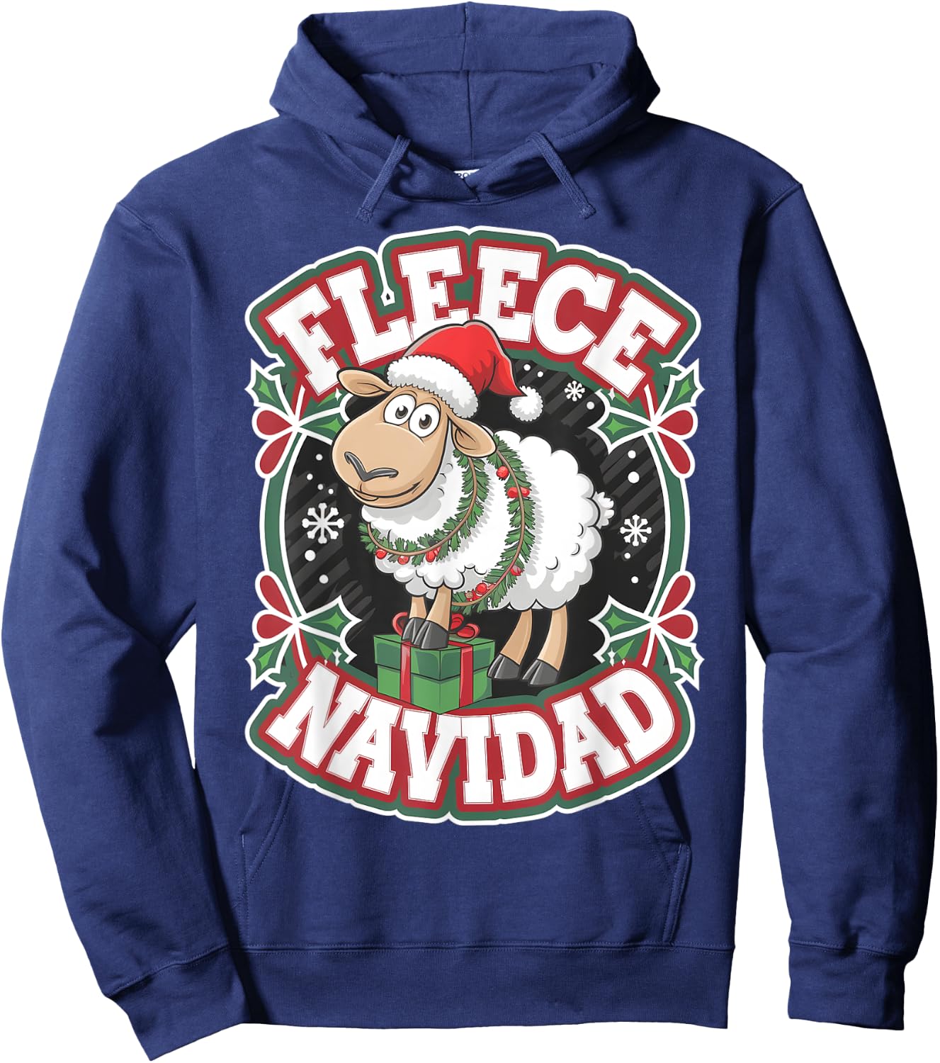 Funny Sheep Winter Christmas Fleece Navidad Hoodie - Hoodie | Navy