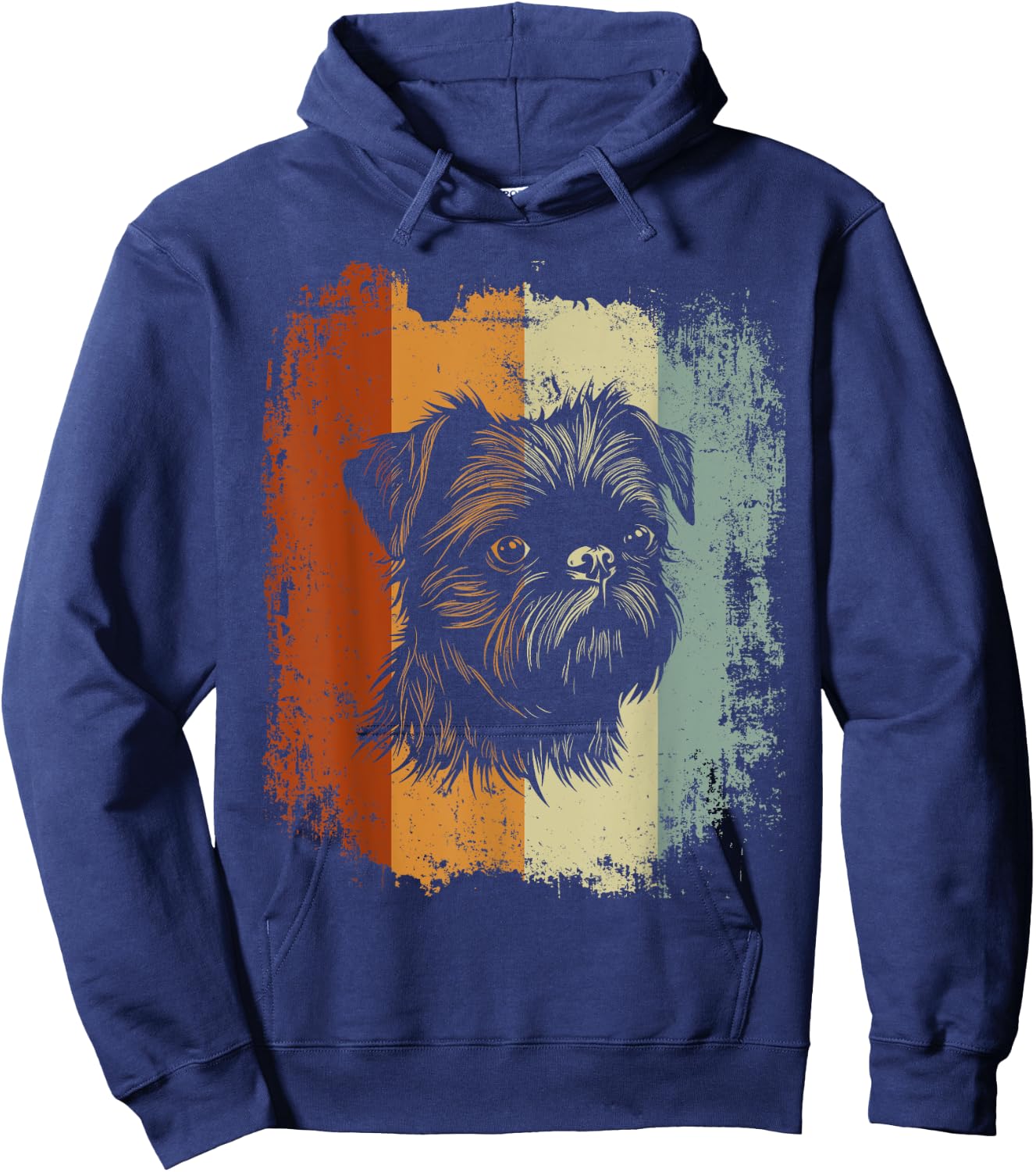 Retro Style Brussels Griffon Dog Hoodie - Hoodie | Navy