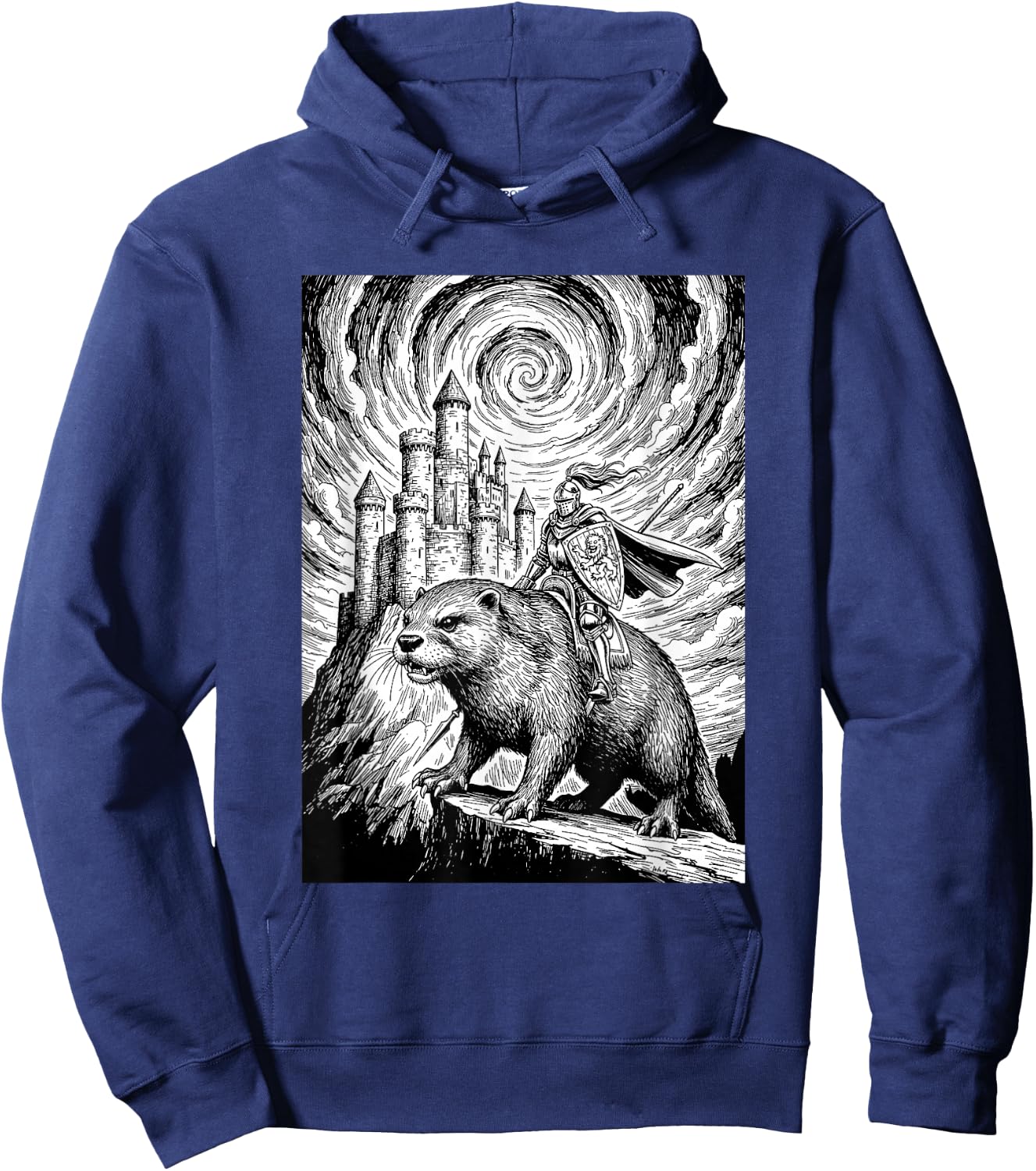 Giant Otter Fantasy Knight Medieval Design Hoodie - Hoodie | Navy