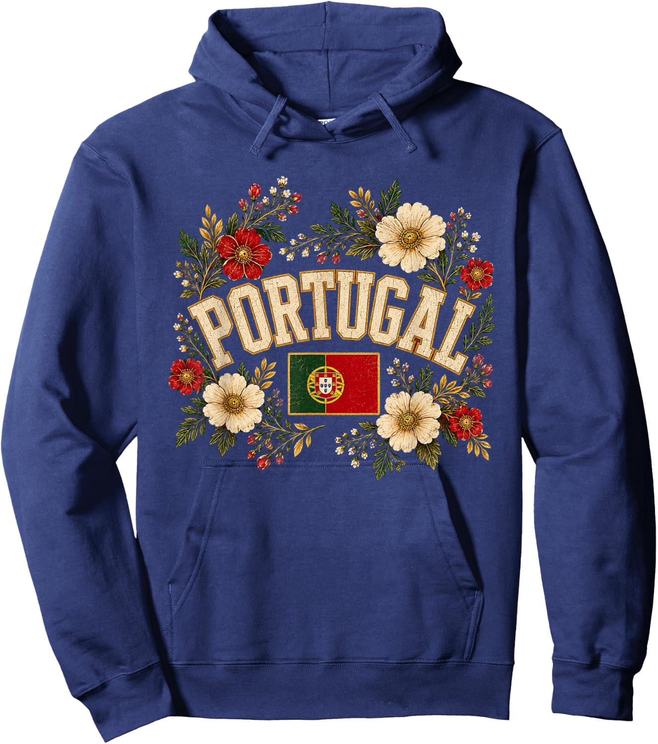 Portugal Floral Vintage Country Pride Hoodie - Hoodie | Navy