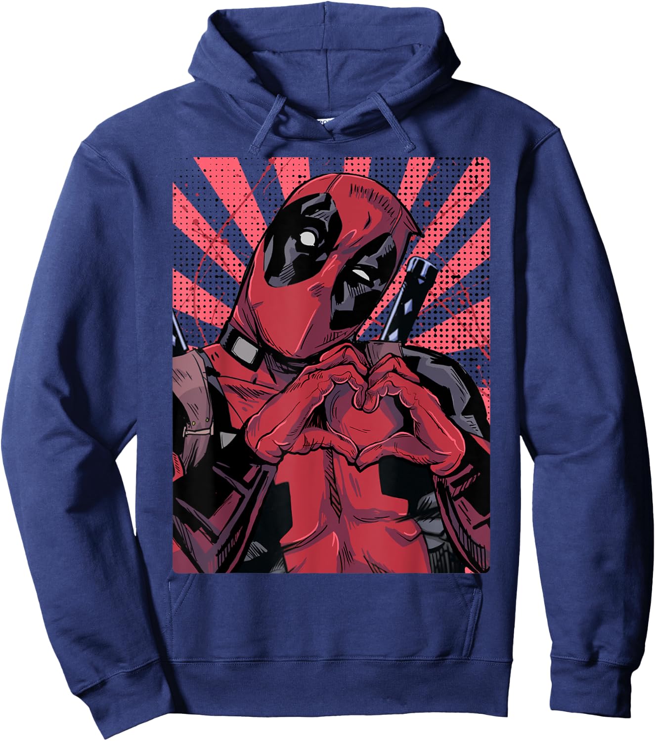 Marvel Deadpool Heart Hands , Black, S Hoodie - Hoodie | Navy