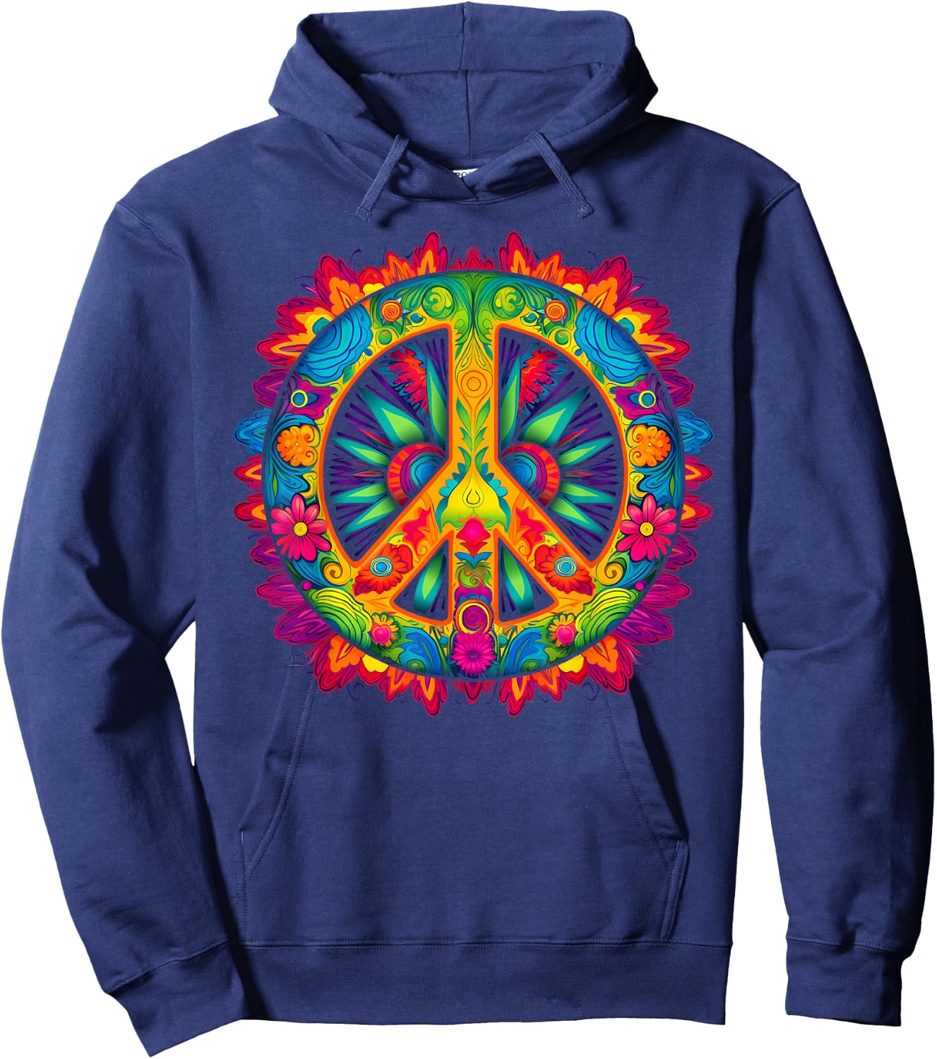Peace Love Hippie Costume Tie Dye 60s 70s Hoodie - Hoodie | Navy