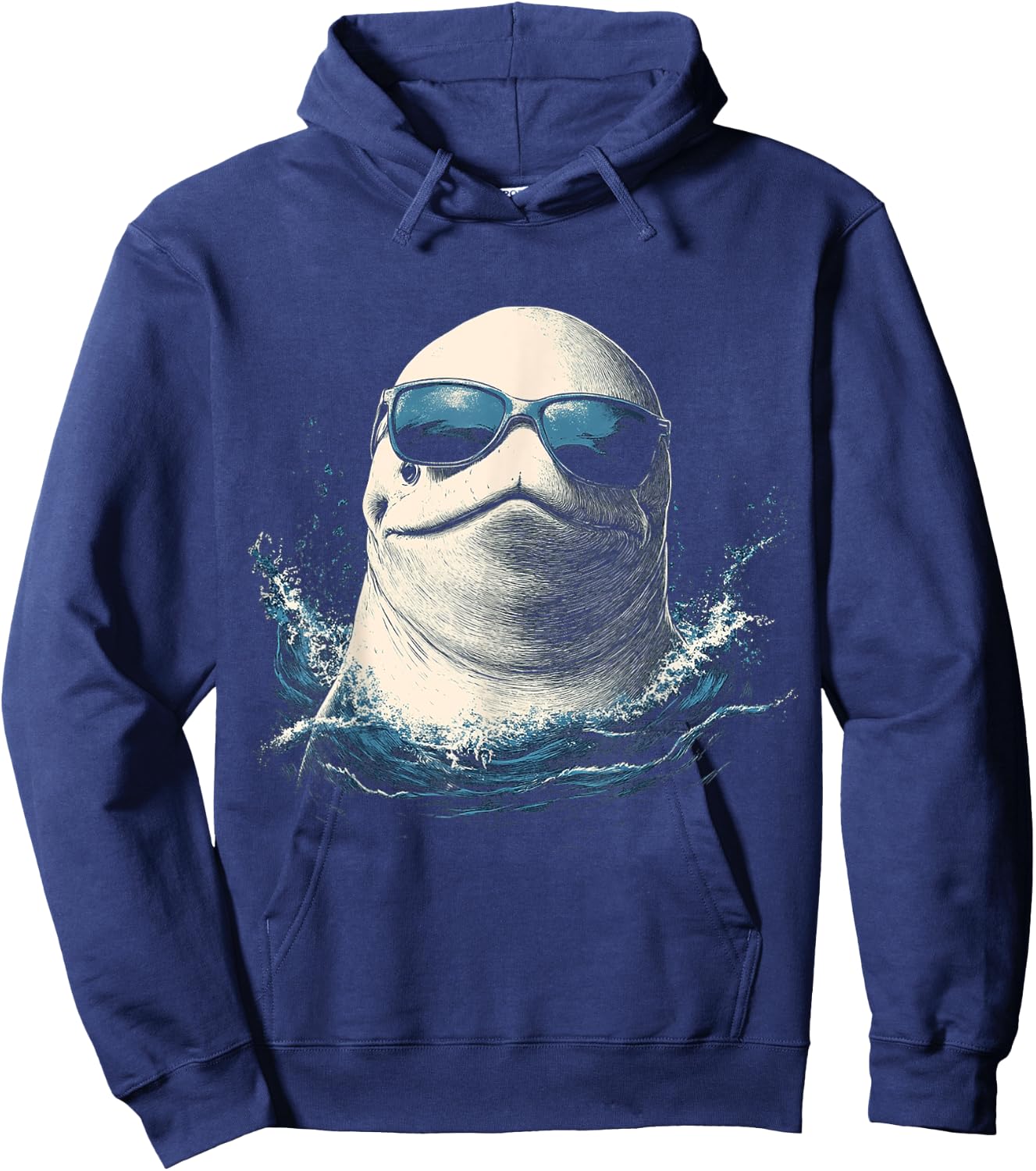 Beluga Whale Animal Motif Artwork Beluga Whale Hoodie - Hoodie | Navy