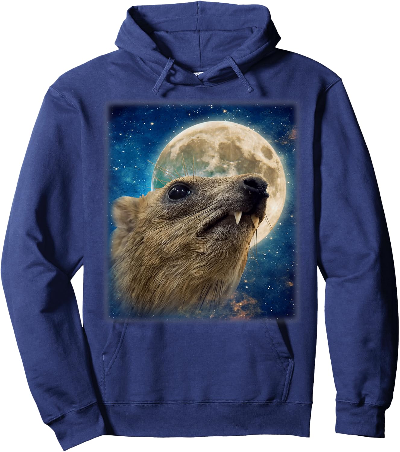 Funny Hyrax Rock Meme with the Moon Hoodie - Hoodie | Navy