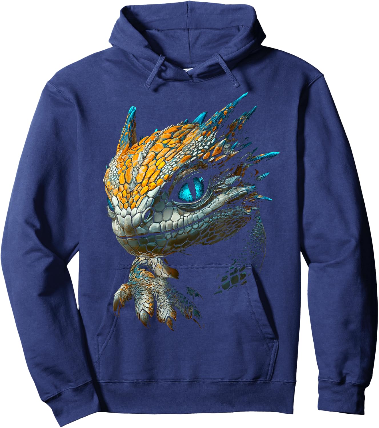 Mythical Dragon Blue Eyes Illustration Dragon Hoodie - Hoodie | Navy