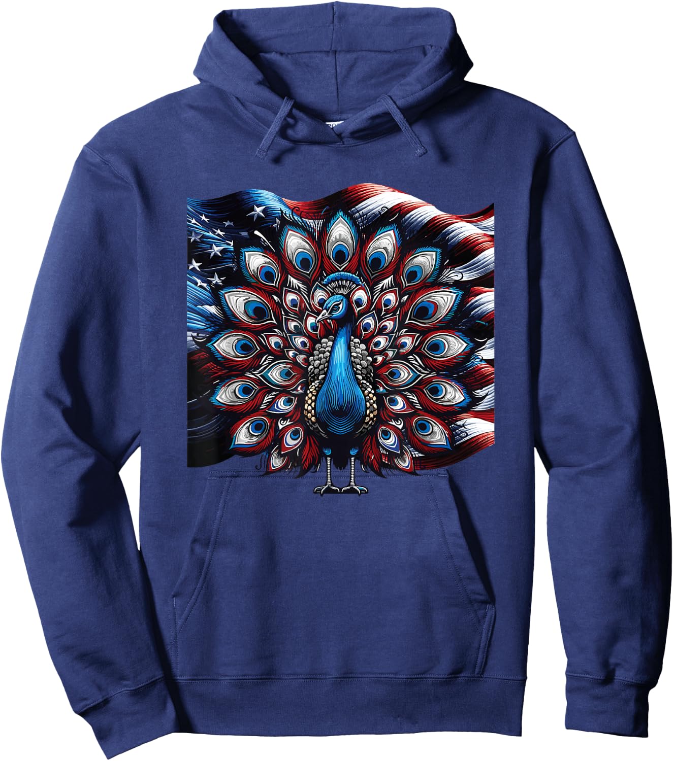 Patriotic Stars Stripes Peacock 4th Of July Hoodie - Hoodie | Navy