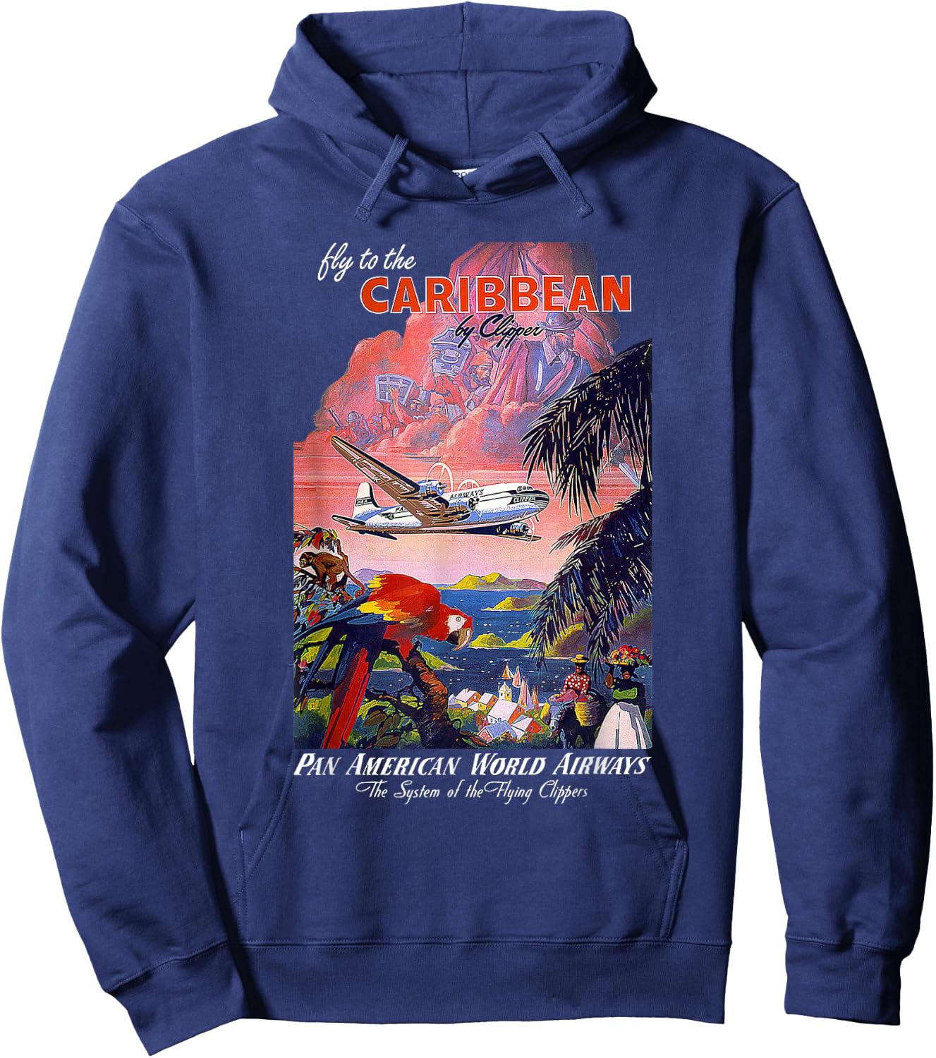 Pan Am Fly to the Caribbean Vintage Hoodie - Hoodie | Navy