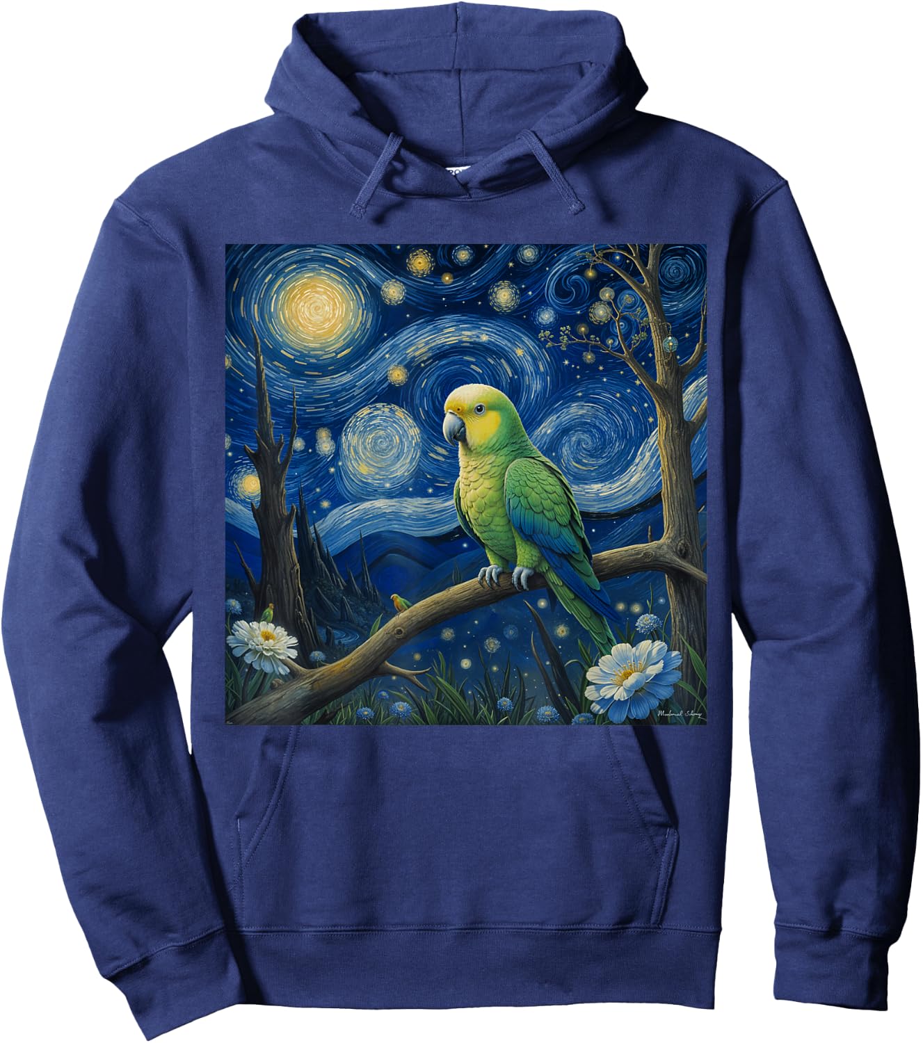 Quaker Parrot Starry Night Quaker Parrot Hoodie - Hoodie | Navy