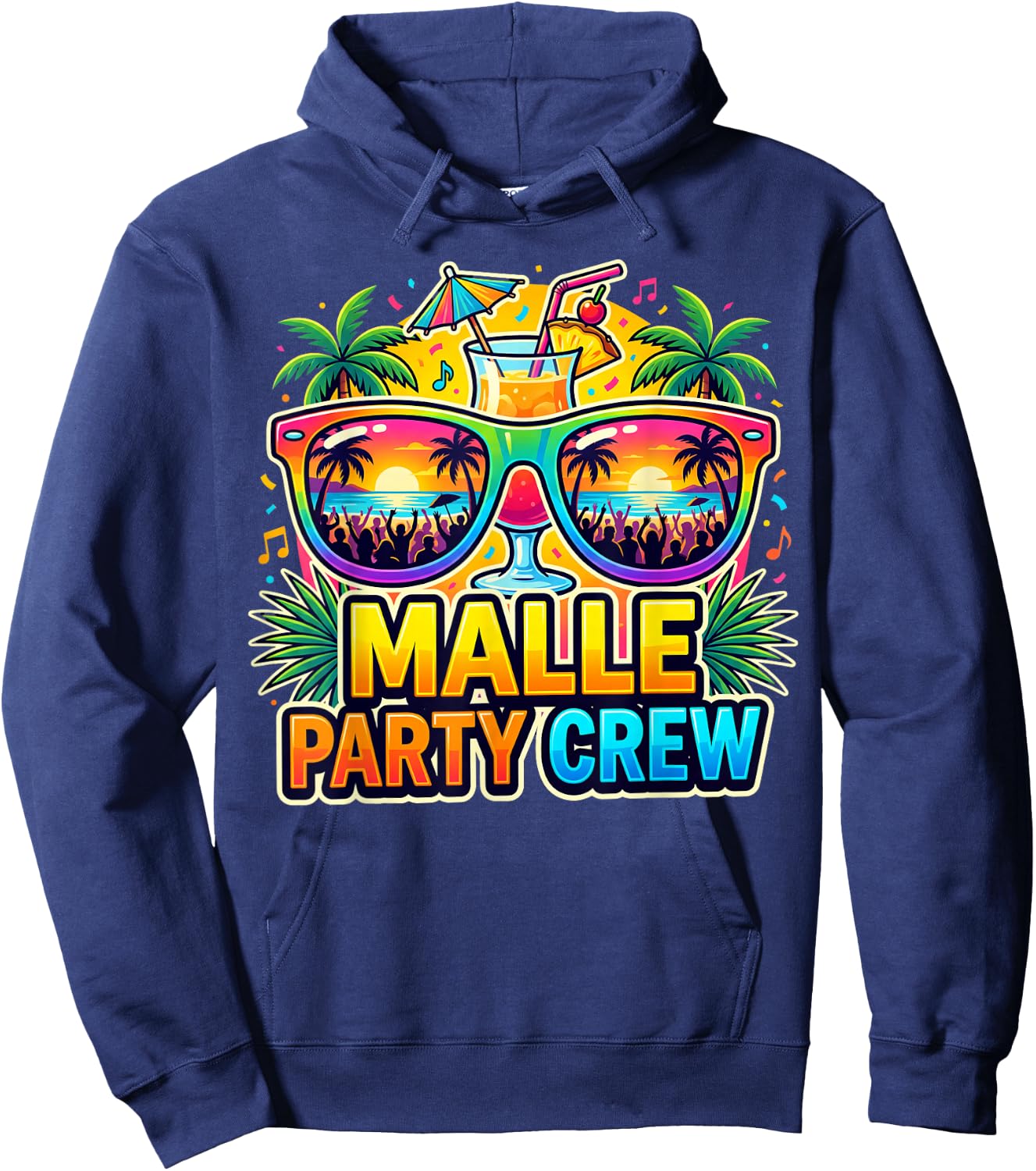 Malle Party Crew Mallorca Strand Urlaub Hoodie - Hoodie | Navy