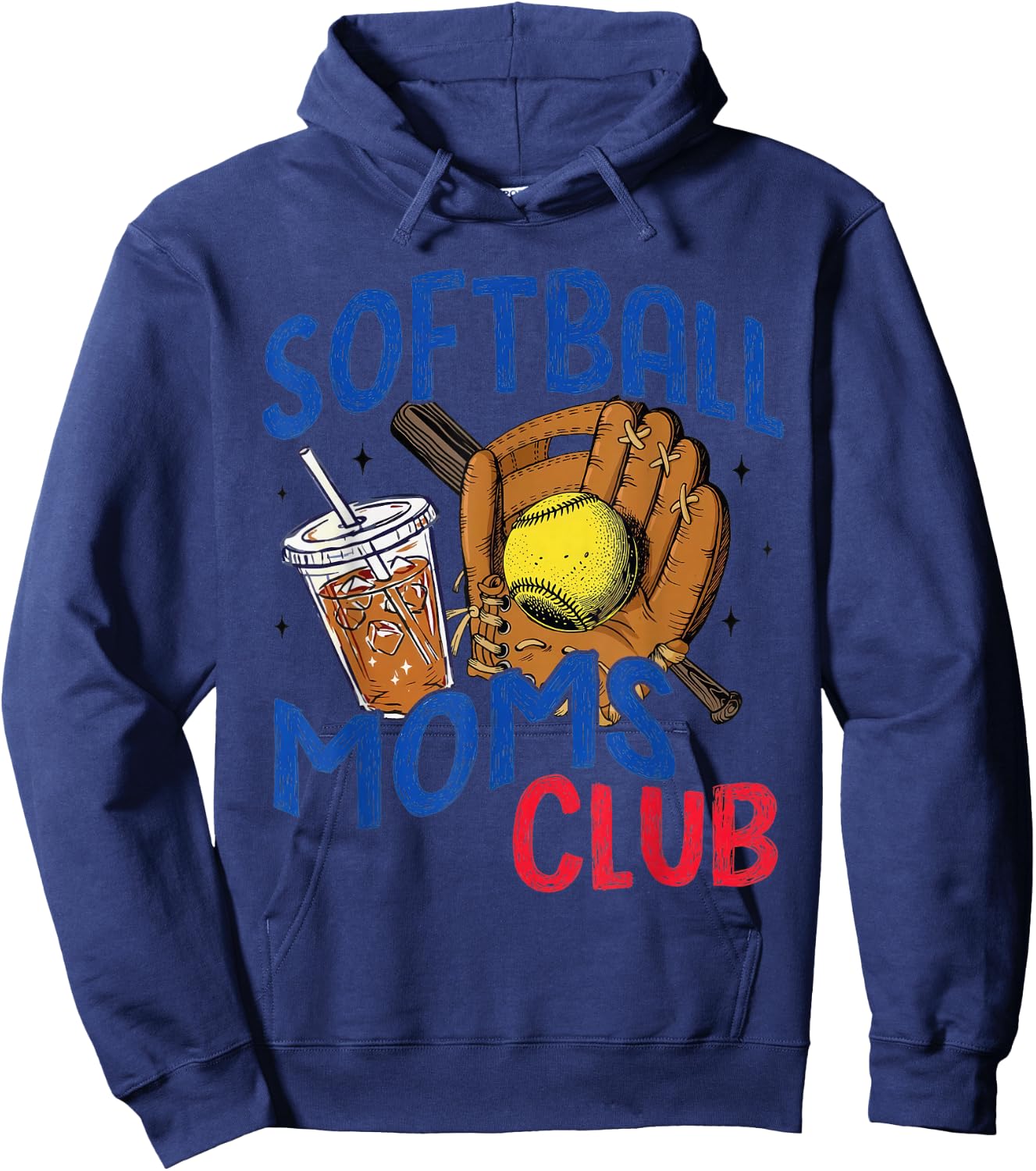 Softball Moms Club Mom Retro Game Day Hoodie - Hoodie | Navy