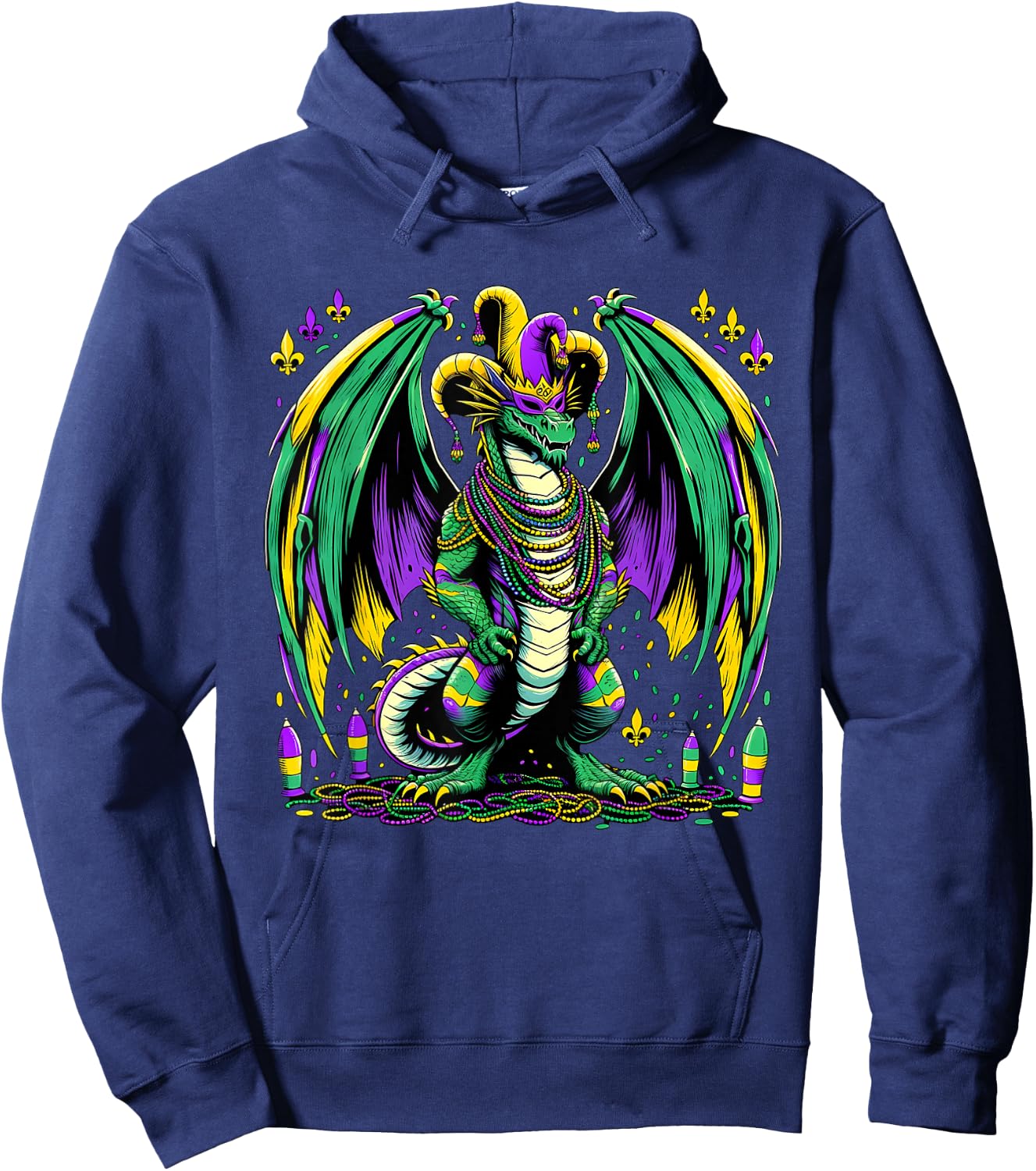 Mardi Gras Dragon Jester Hoodie - Hoodie | Navy