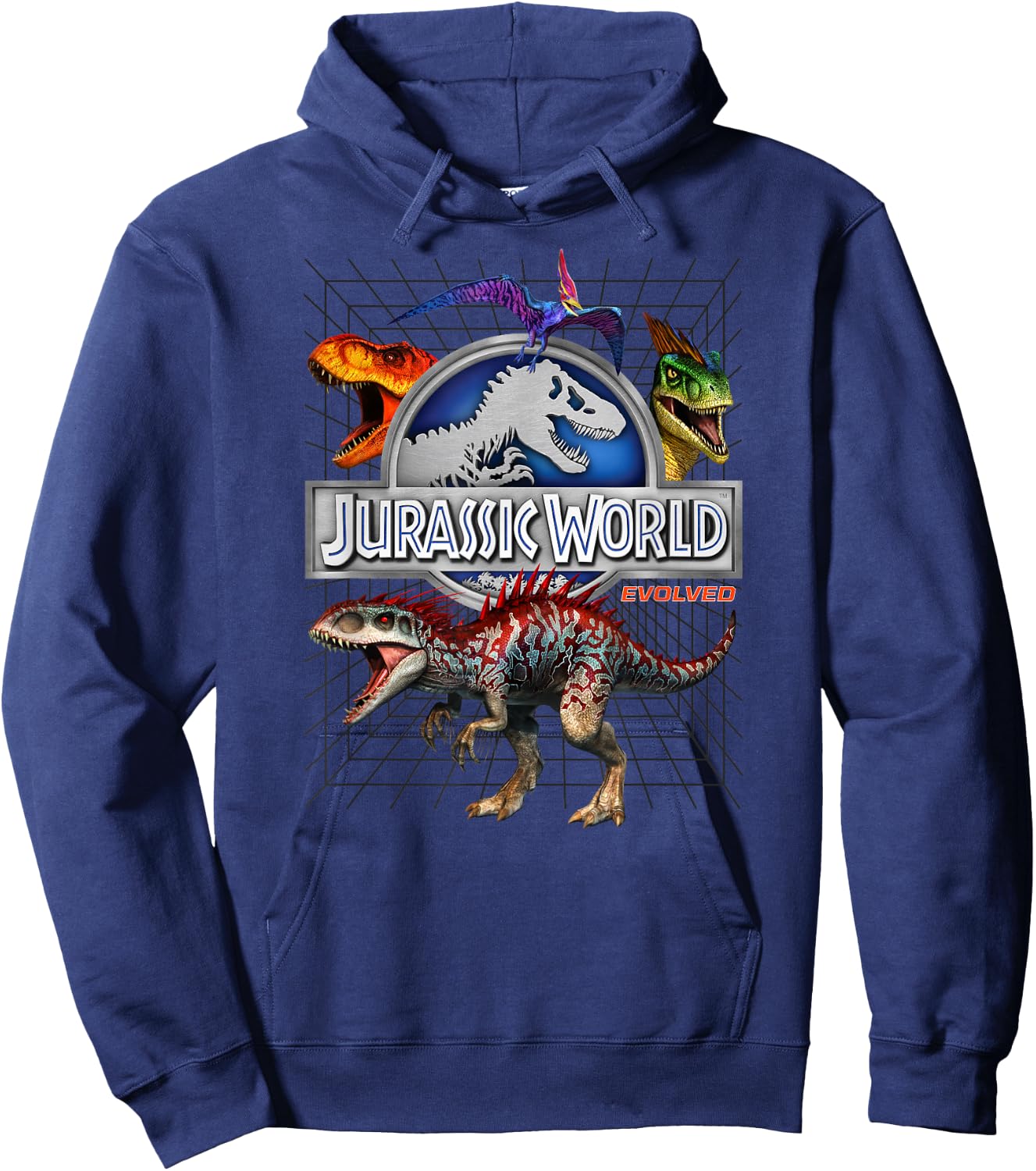 Jurassic World Evolved Dino Grid T-Rex Hoodie - Hoodie | Navy