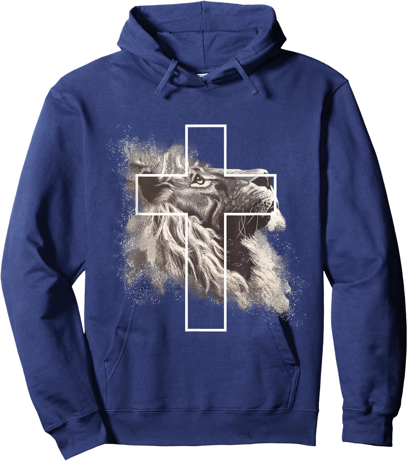 Jesus Lion of Judah, Christian Cross Hoodie - Hoodie | Navy